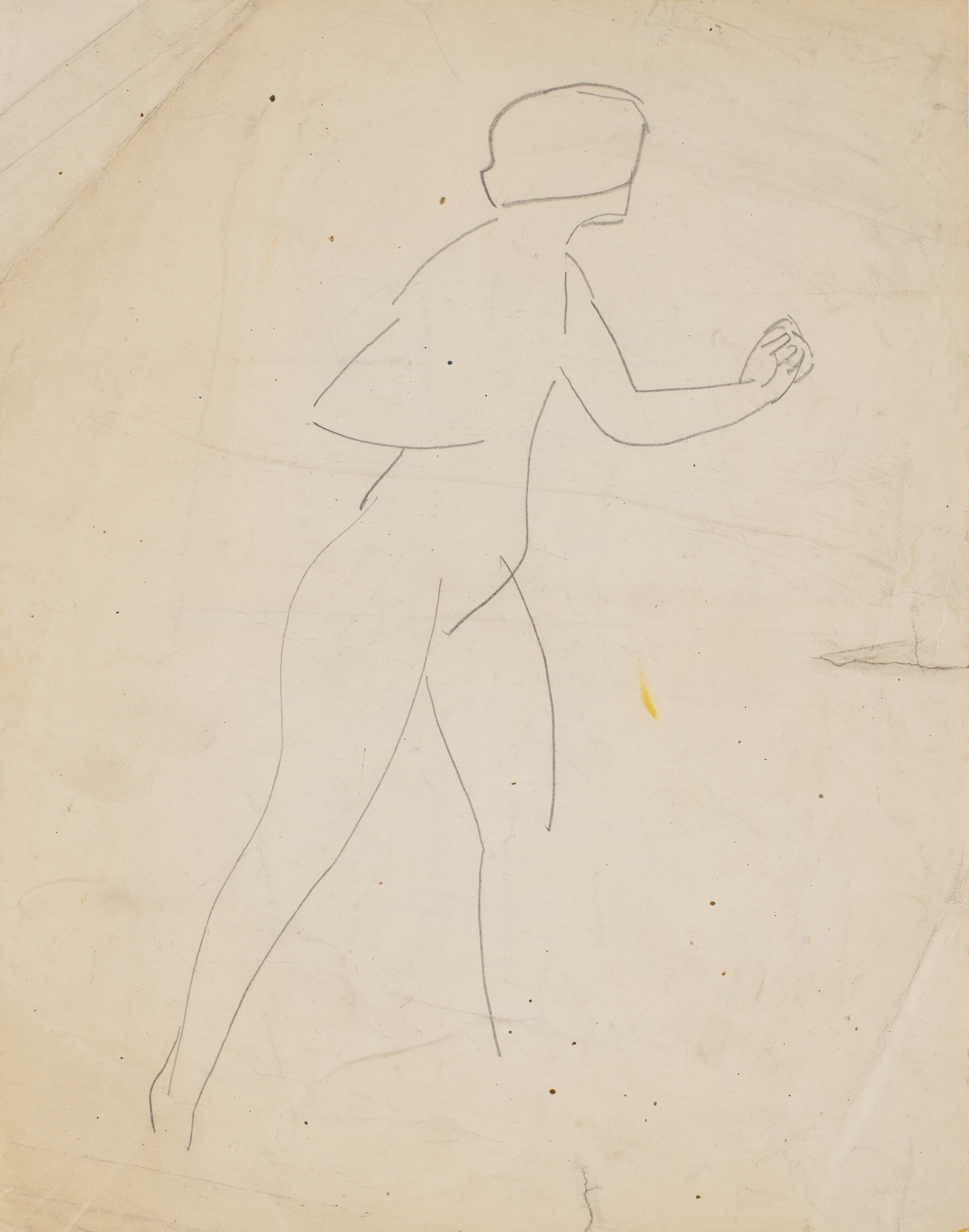 Nøgen kvindelig model gående mod højre