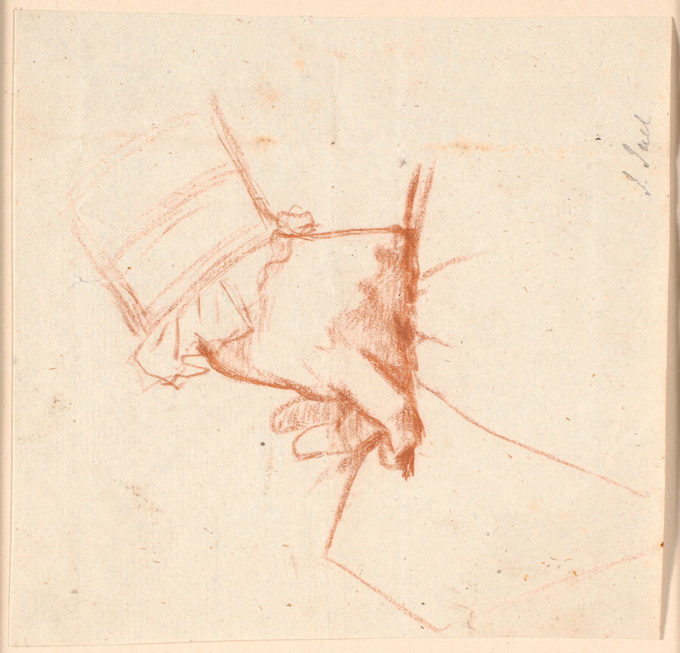 En mands højre hånd sat i siden