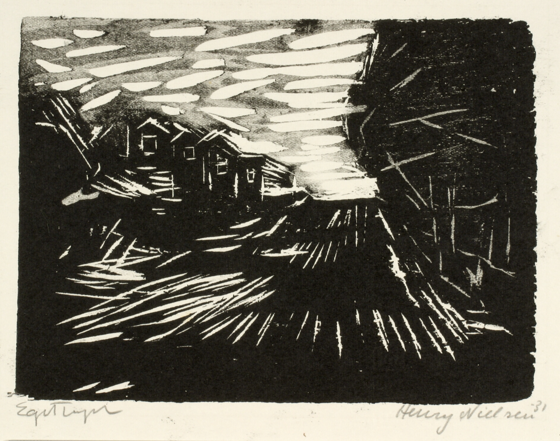 Bred vej, huse, træer