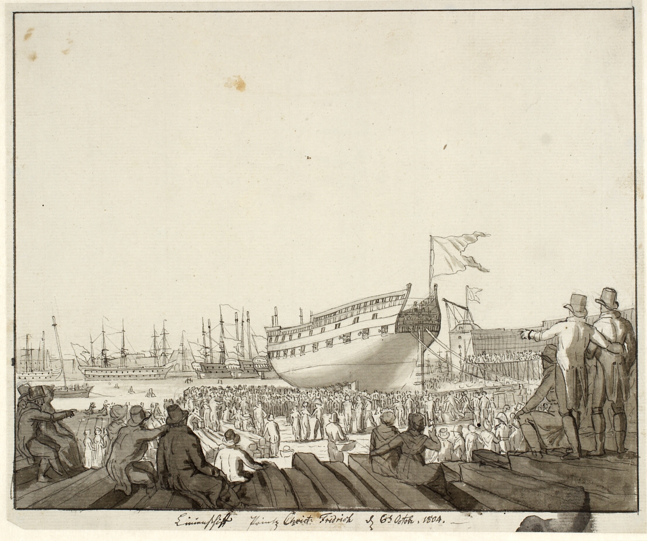 Linieskibet Prins Christian Frederik løber af stabelen