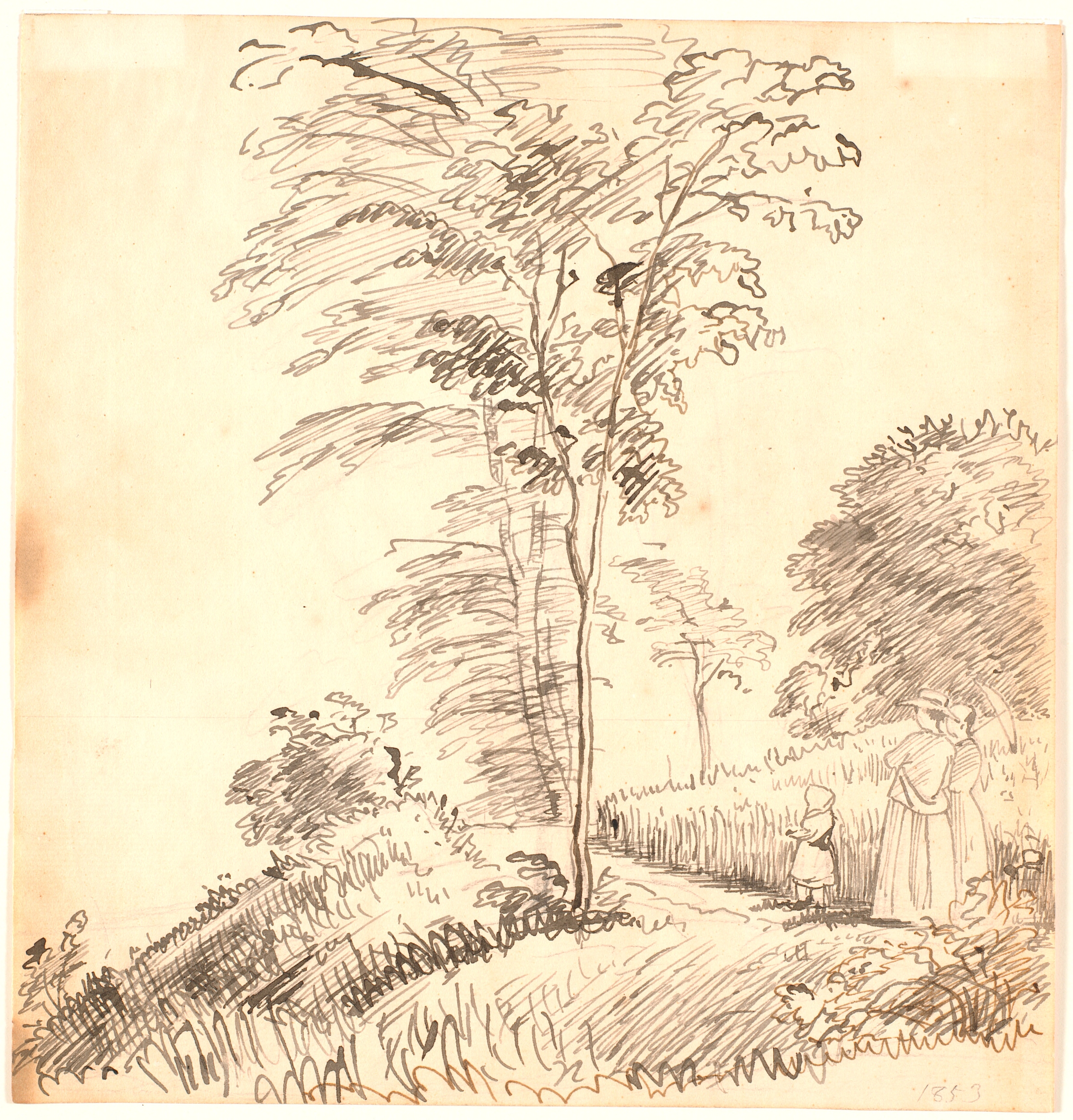 Spadserende på sti (muligvis Vedbæk).