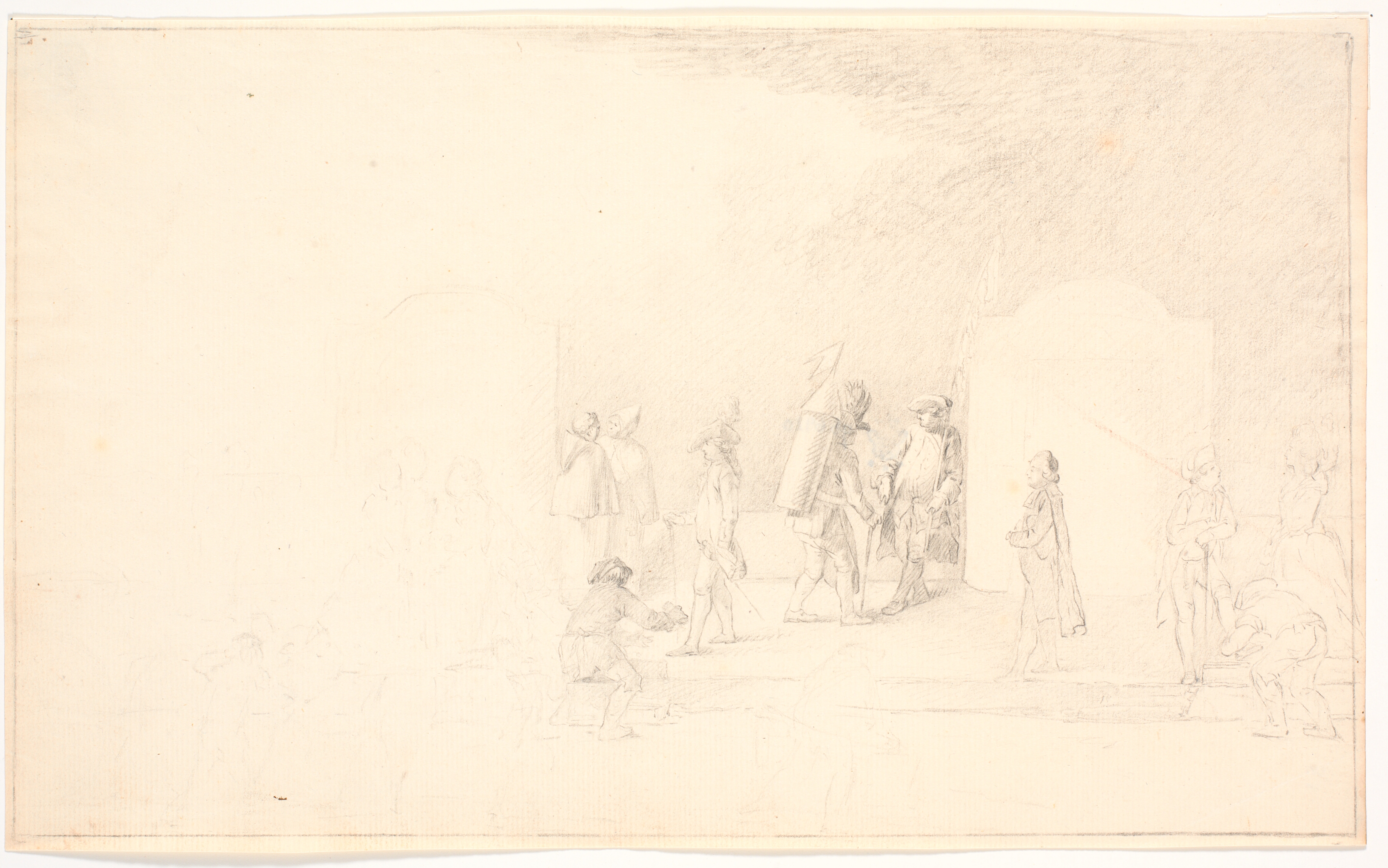 Blad med scener af gadeliv