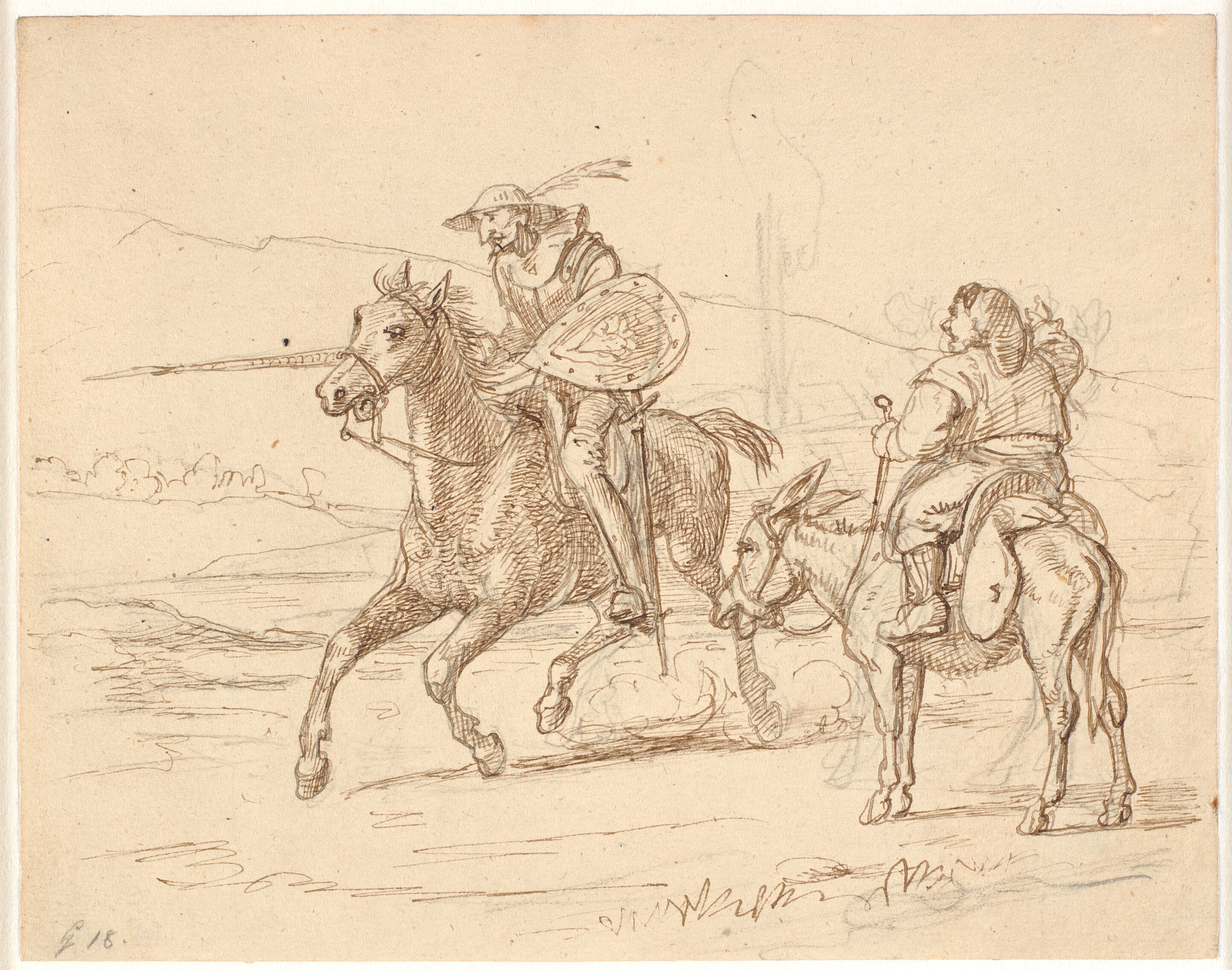 Mens Sancho ser til, går Don Quixote til angreb