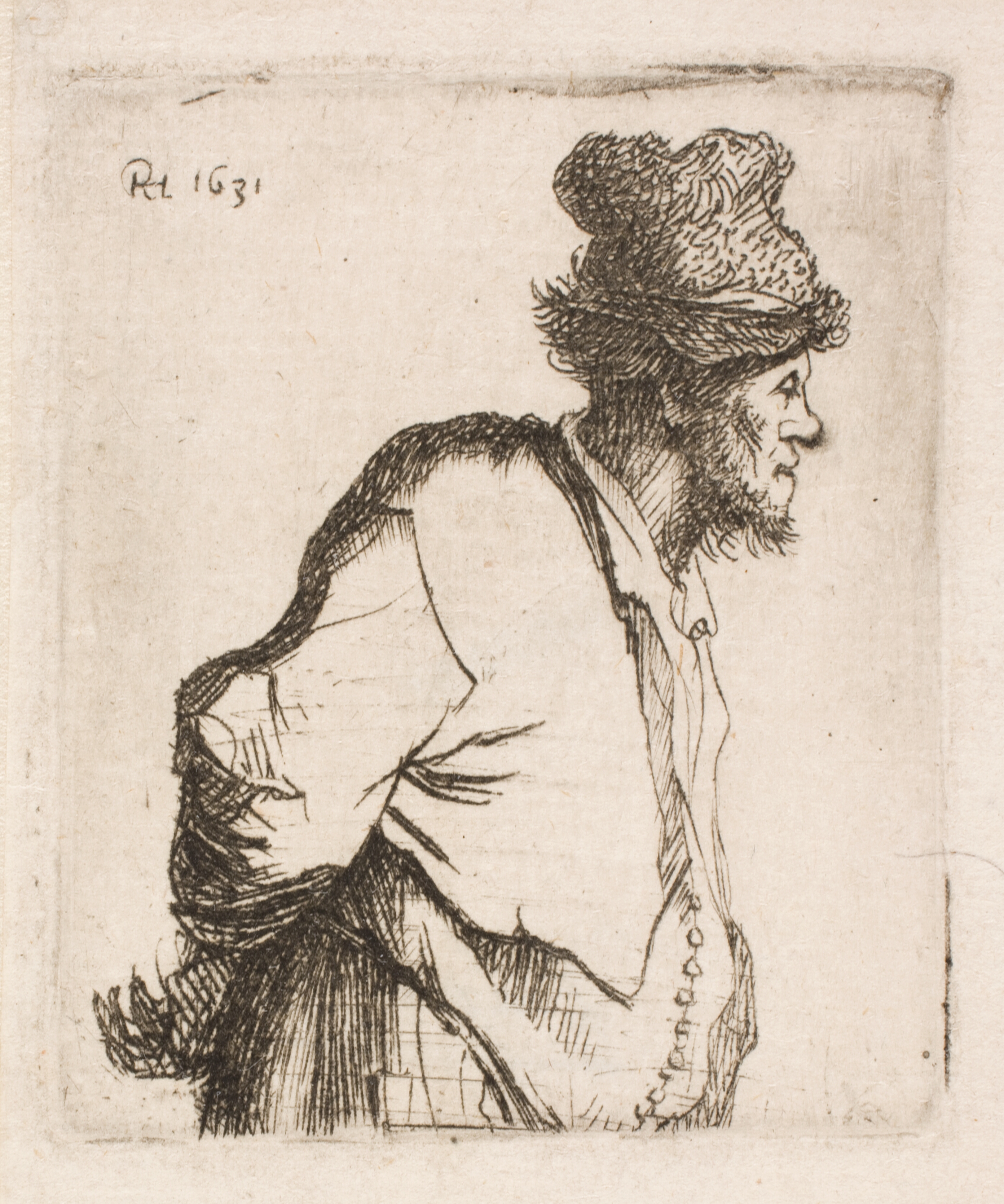 Bonde med hænderne på ryggen