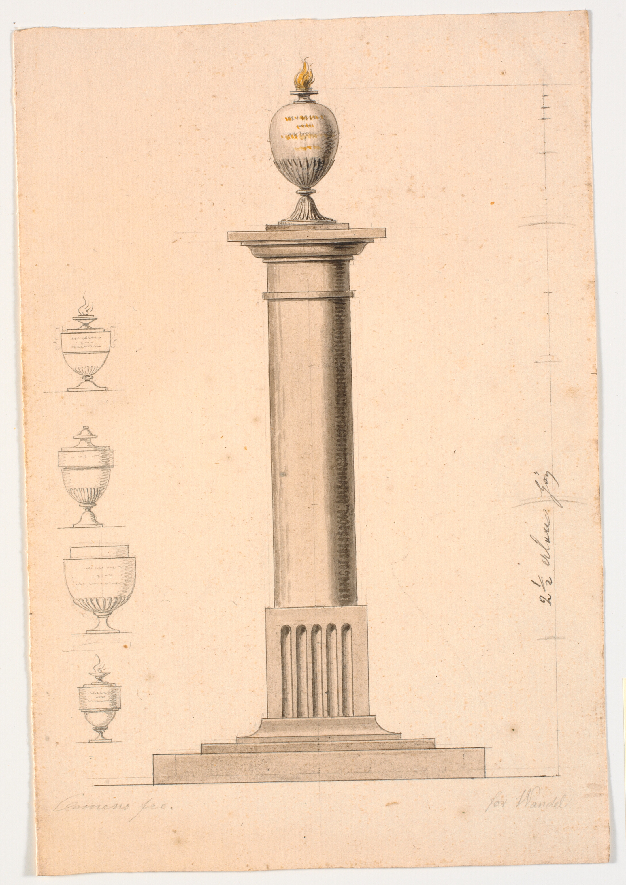 Udkast til et monument. Urne på en søjle