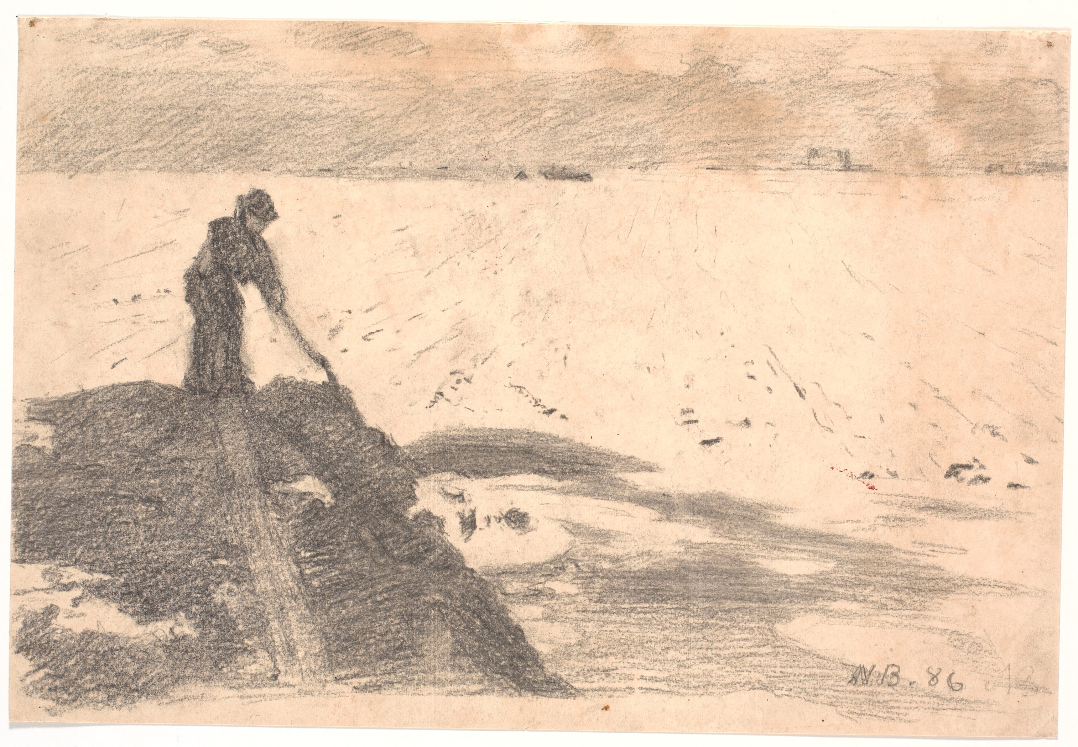 Møddingen jævnes (af kunstnerens broder)