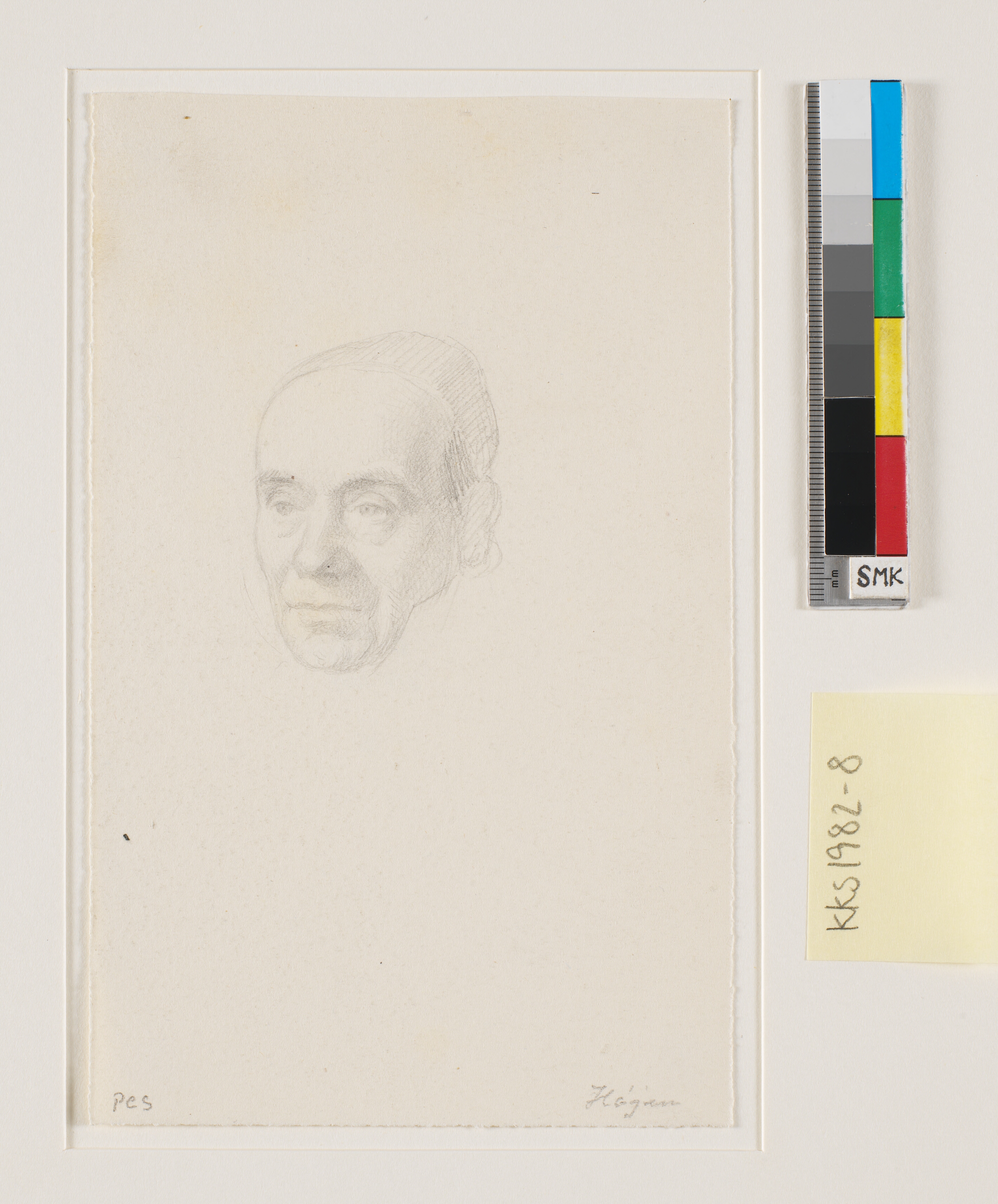 Portræt af kunsthistorikeren N.L. Høyen, i trekvartprofil mod venstre.