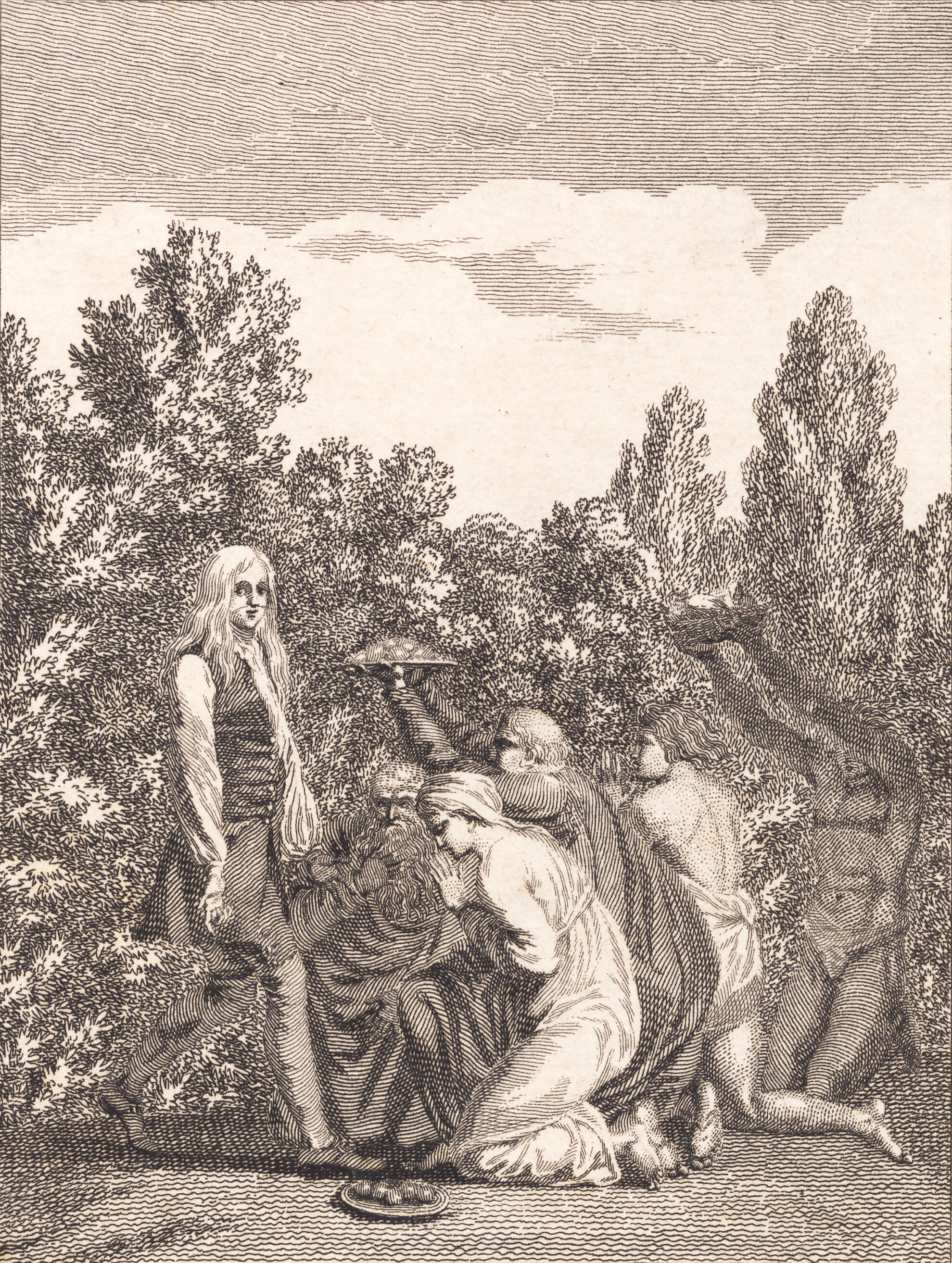 Niels Klim hyldes af Qvamiterne, der bringer ham gaver og knæler for ham