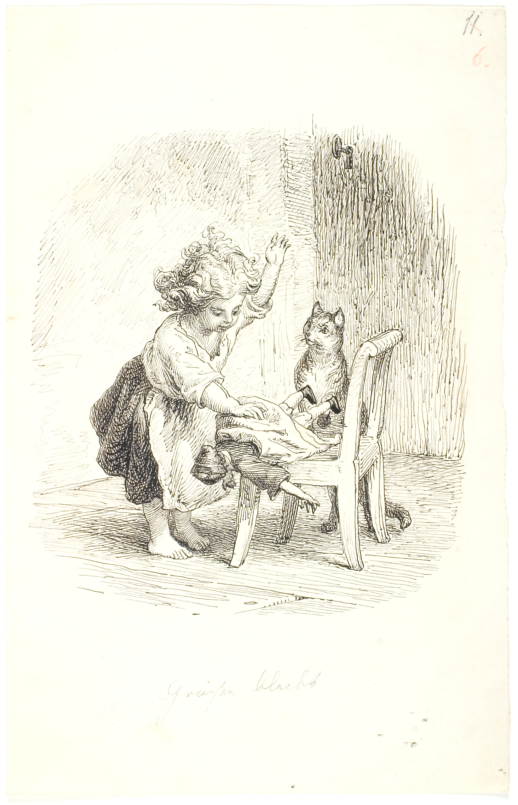 Lille pige giver sin dukke smæk