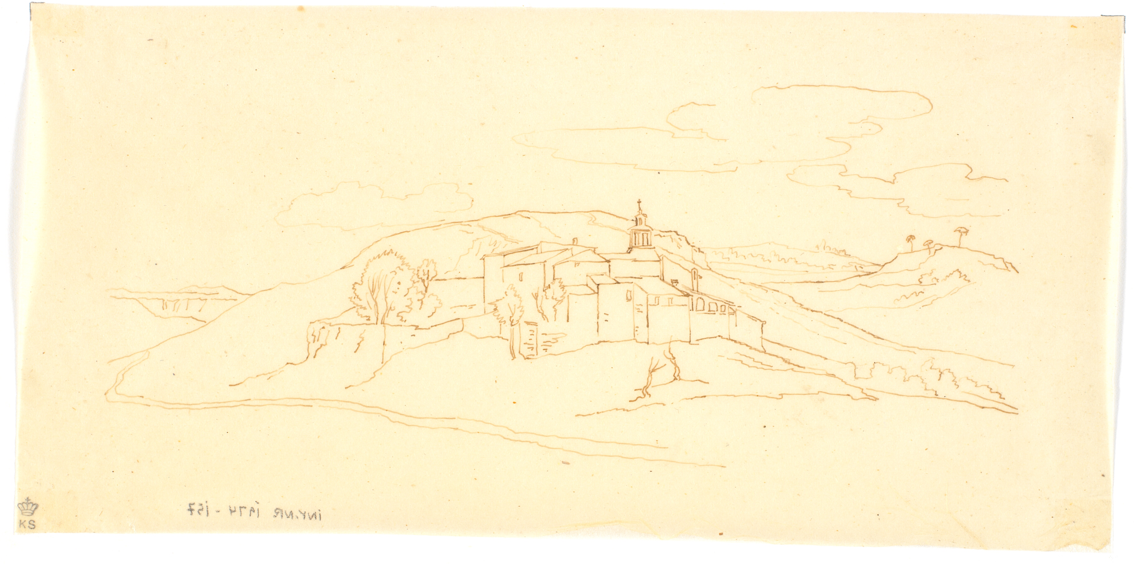 Italiensk bjerglandskab med by