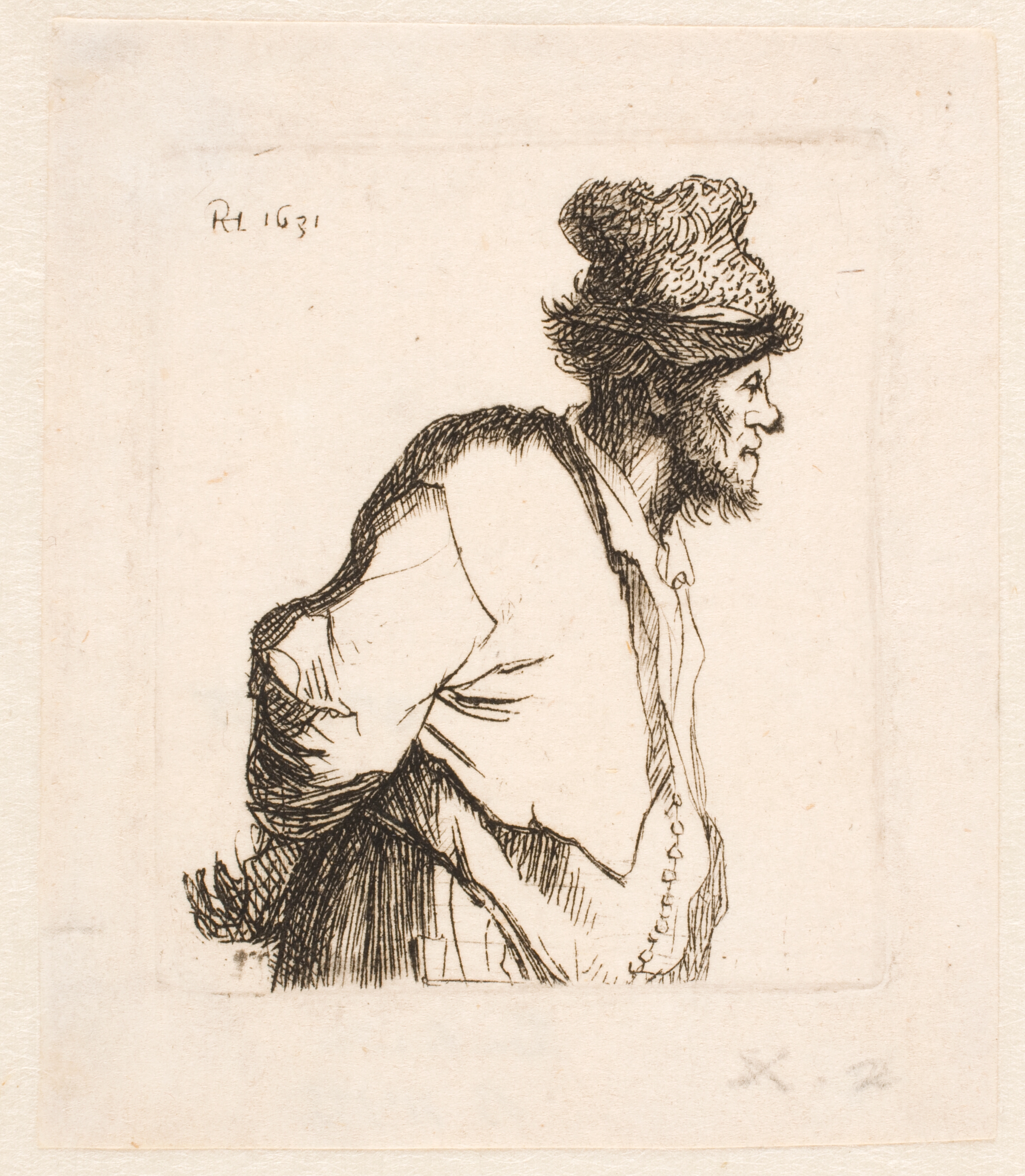 Bonde med hænderne på ryggen