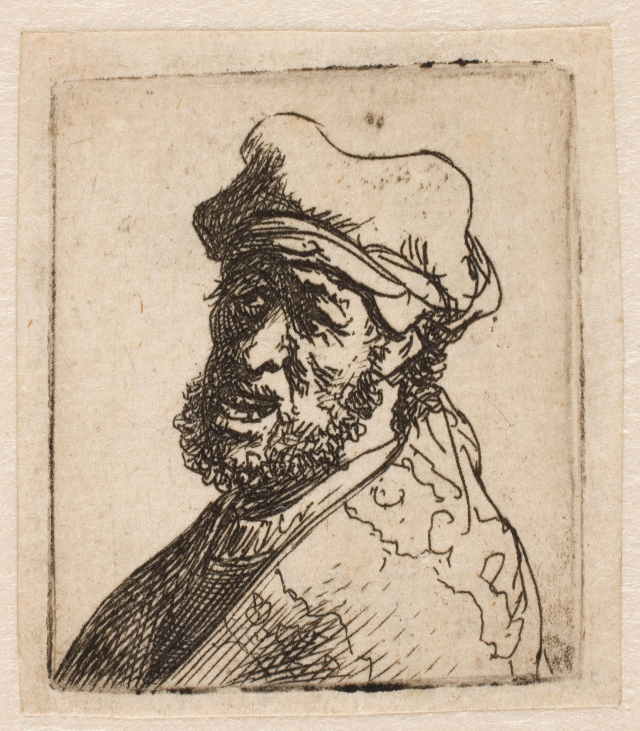 Råbende mand. Hoved