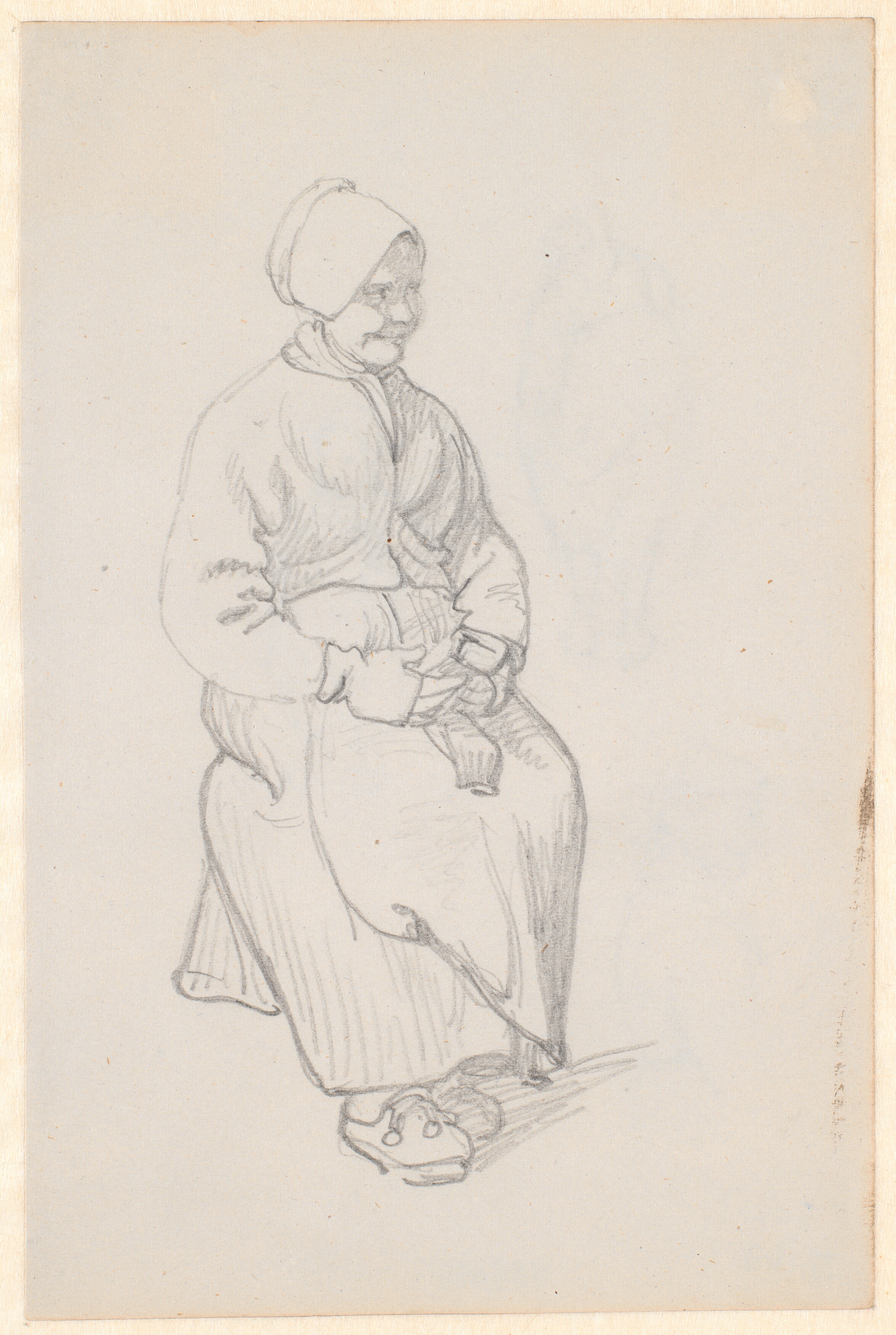 Siddende svensk bondekone