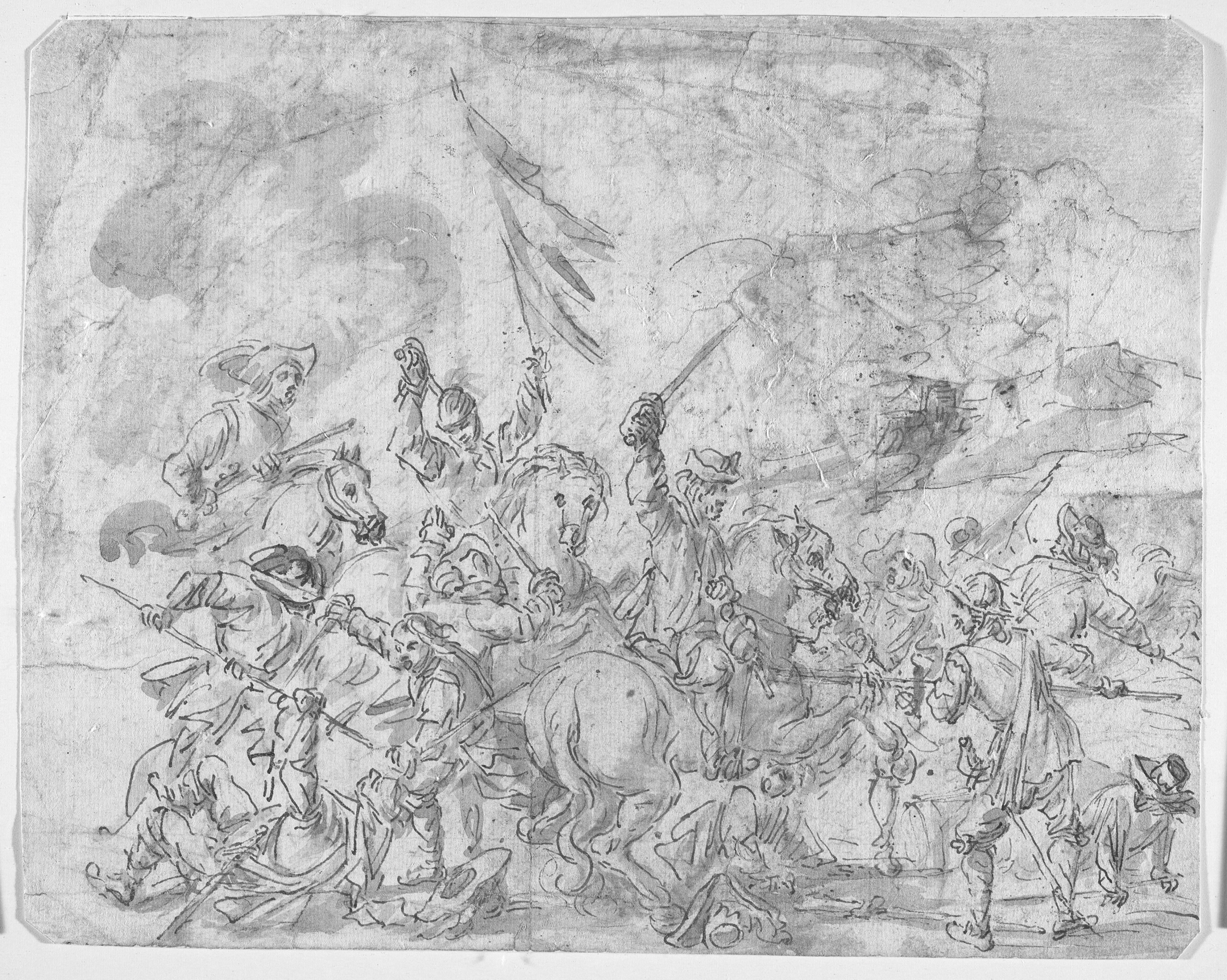 Kampscene med kavaleri og infanteri