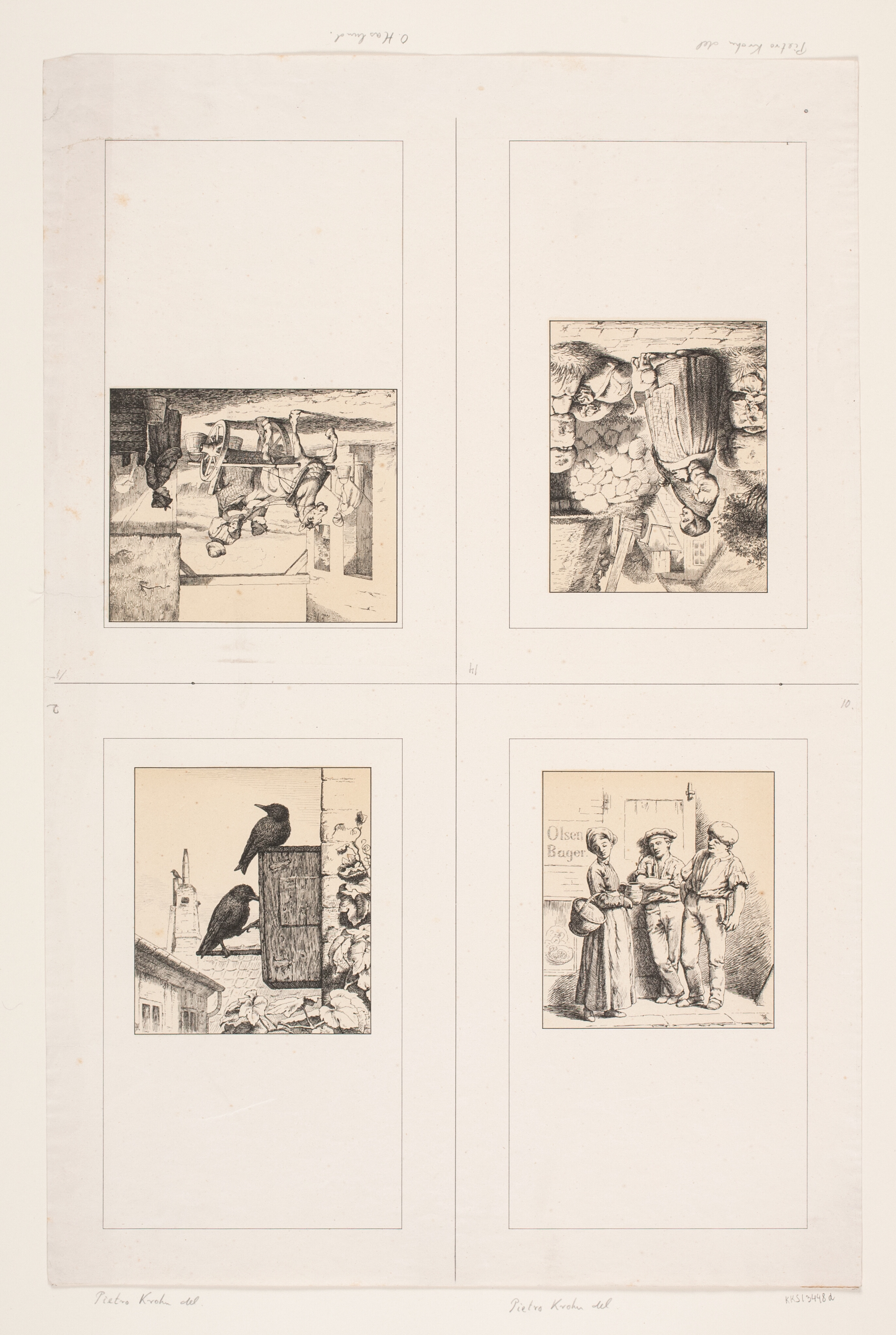 Illustrationer til "Billedbog for børn. Tegnet af Otto Haslund og Pietro Krohn med Vers af J. Krohn"