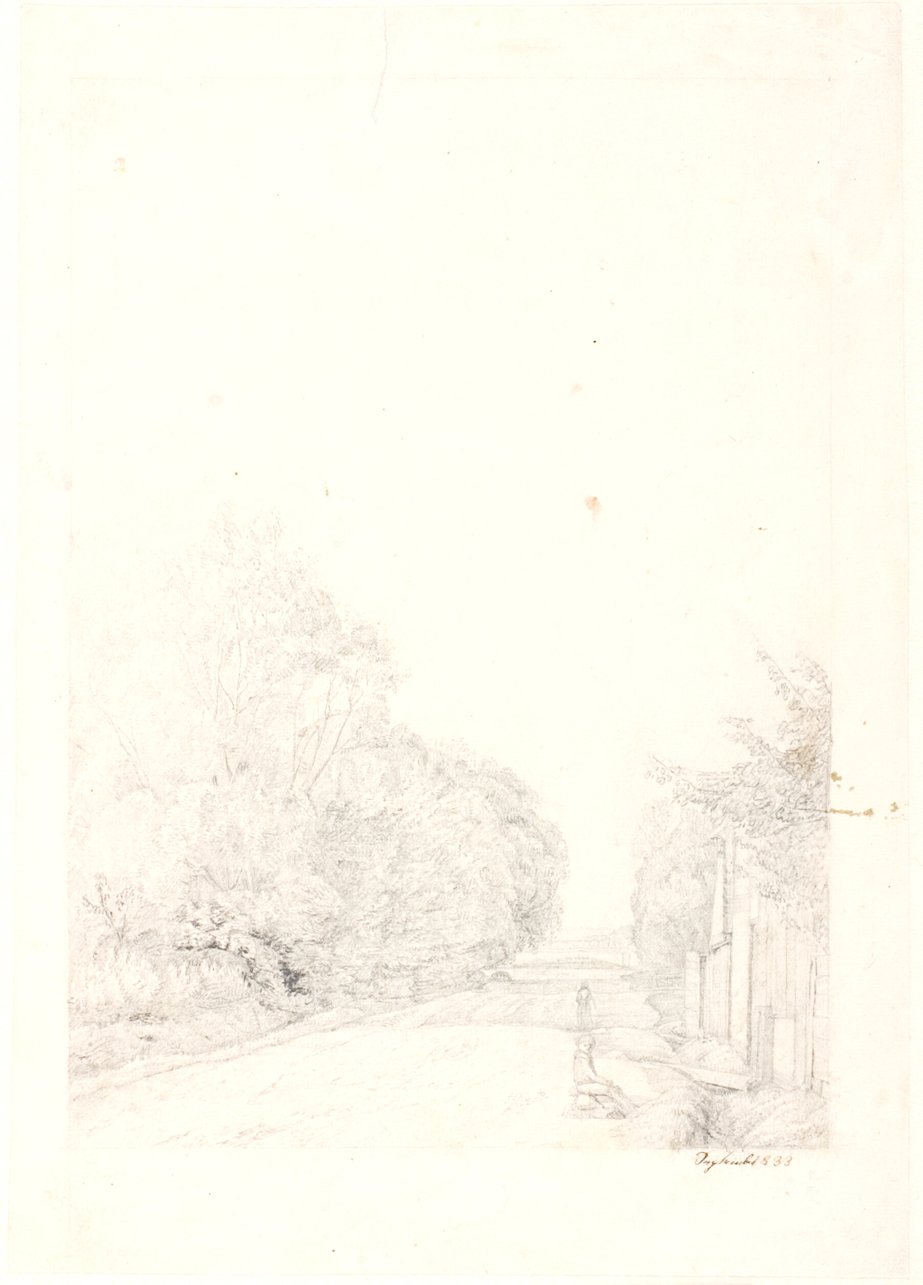 En vej mellem haver og huse