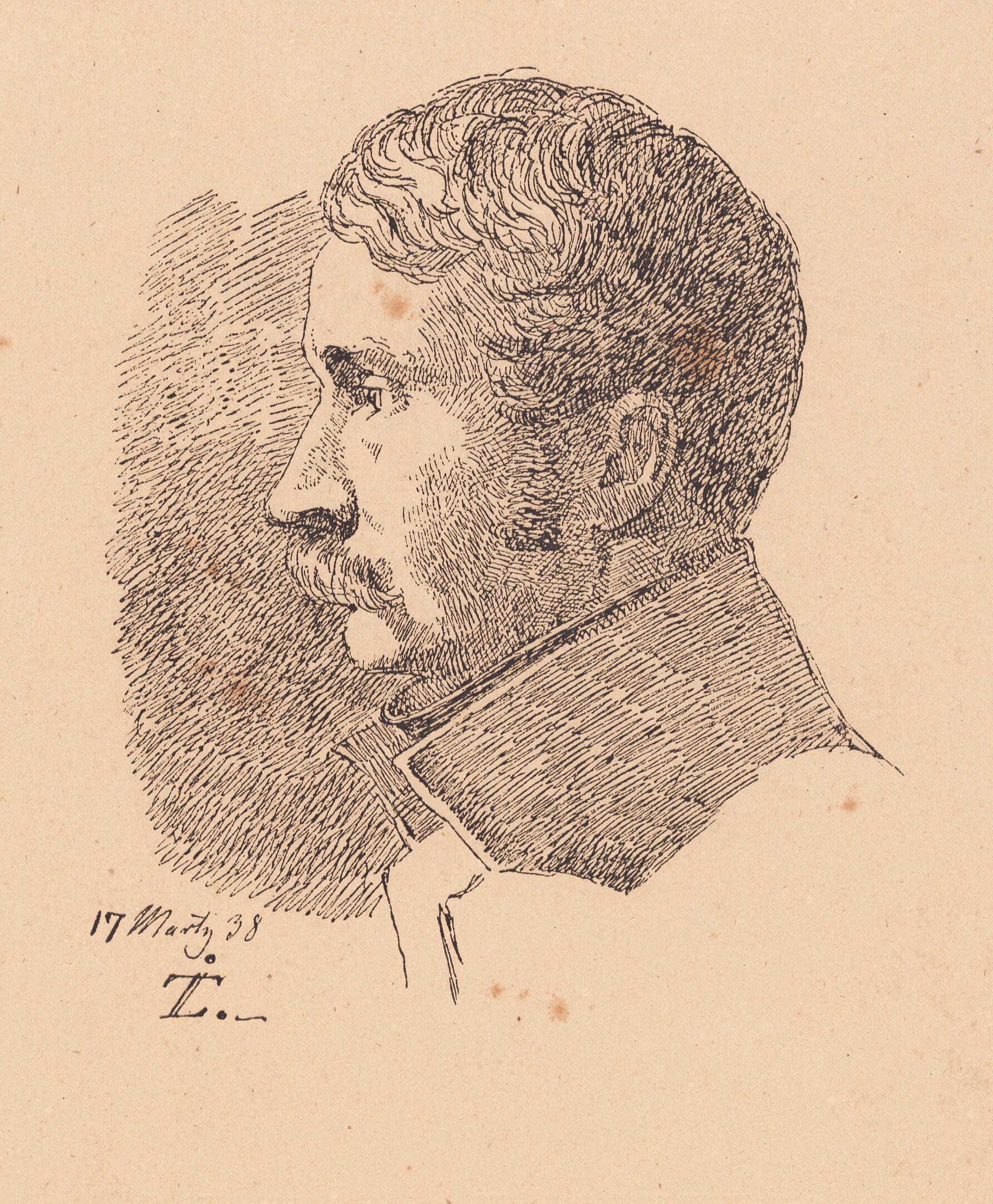 Profilportræt af kunstnerens ældste broder, krigsminister og oberst C.C. Lundbye