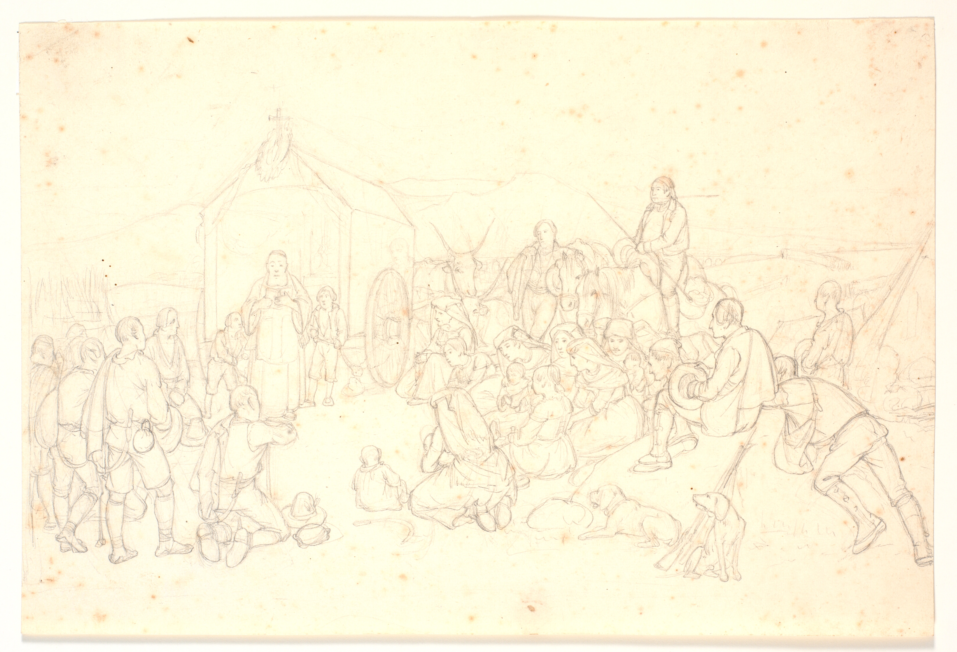 Italienske bønder holder bøn i den romerske Campagne