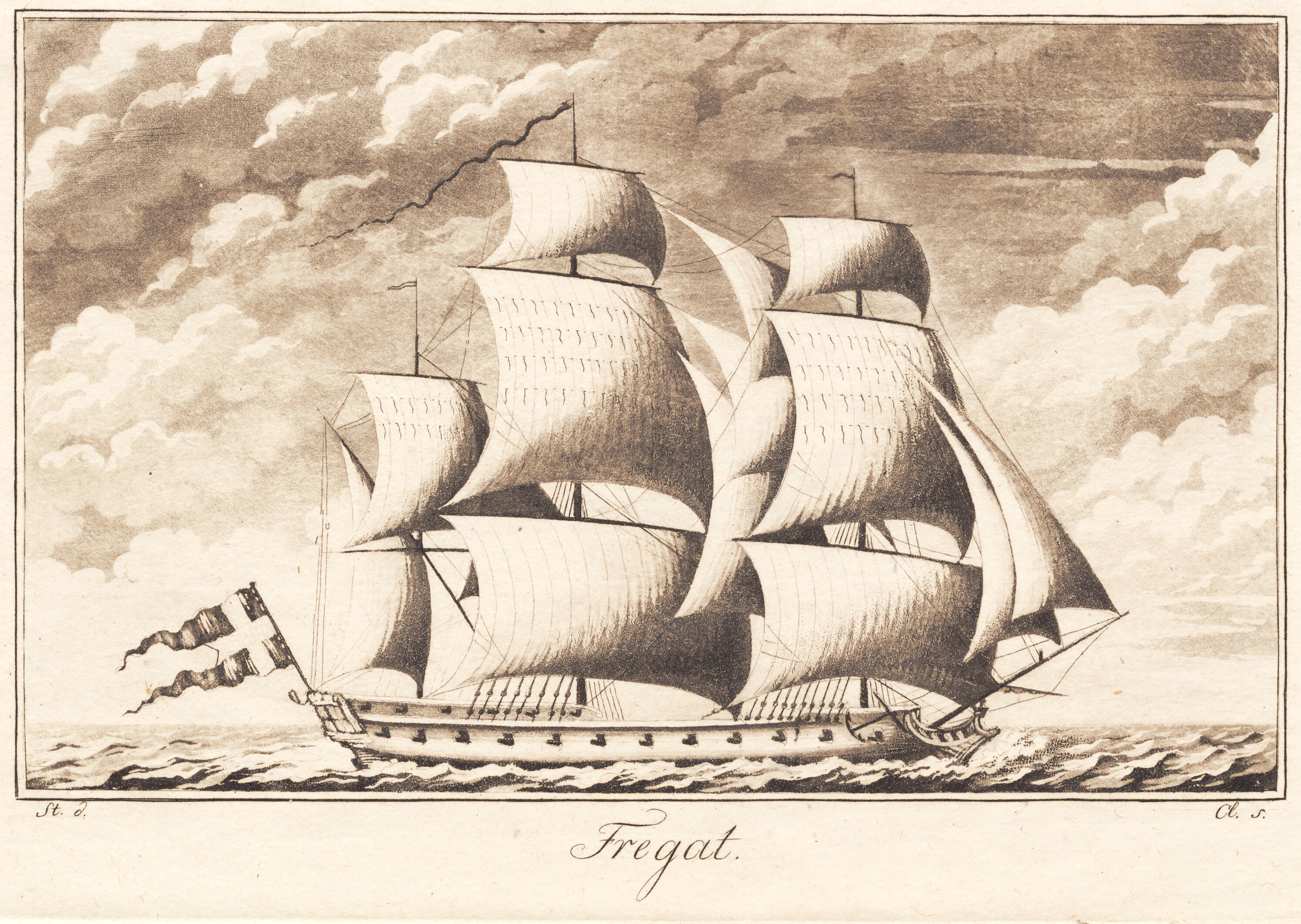 Suite af skibe. Fregat