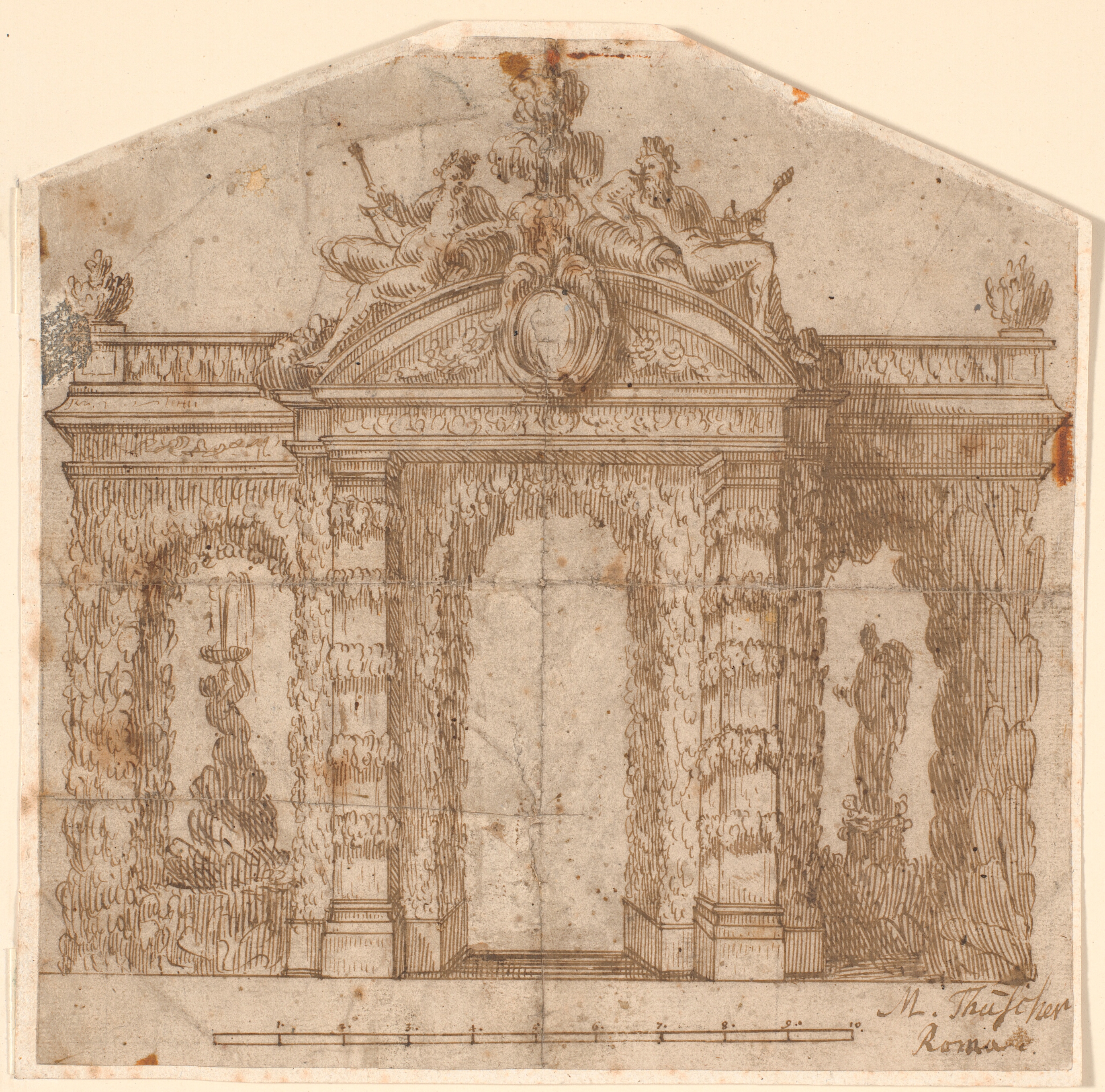 Arkitektonisk havedekoration med springvand