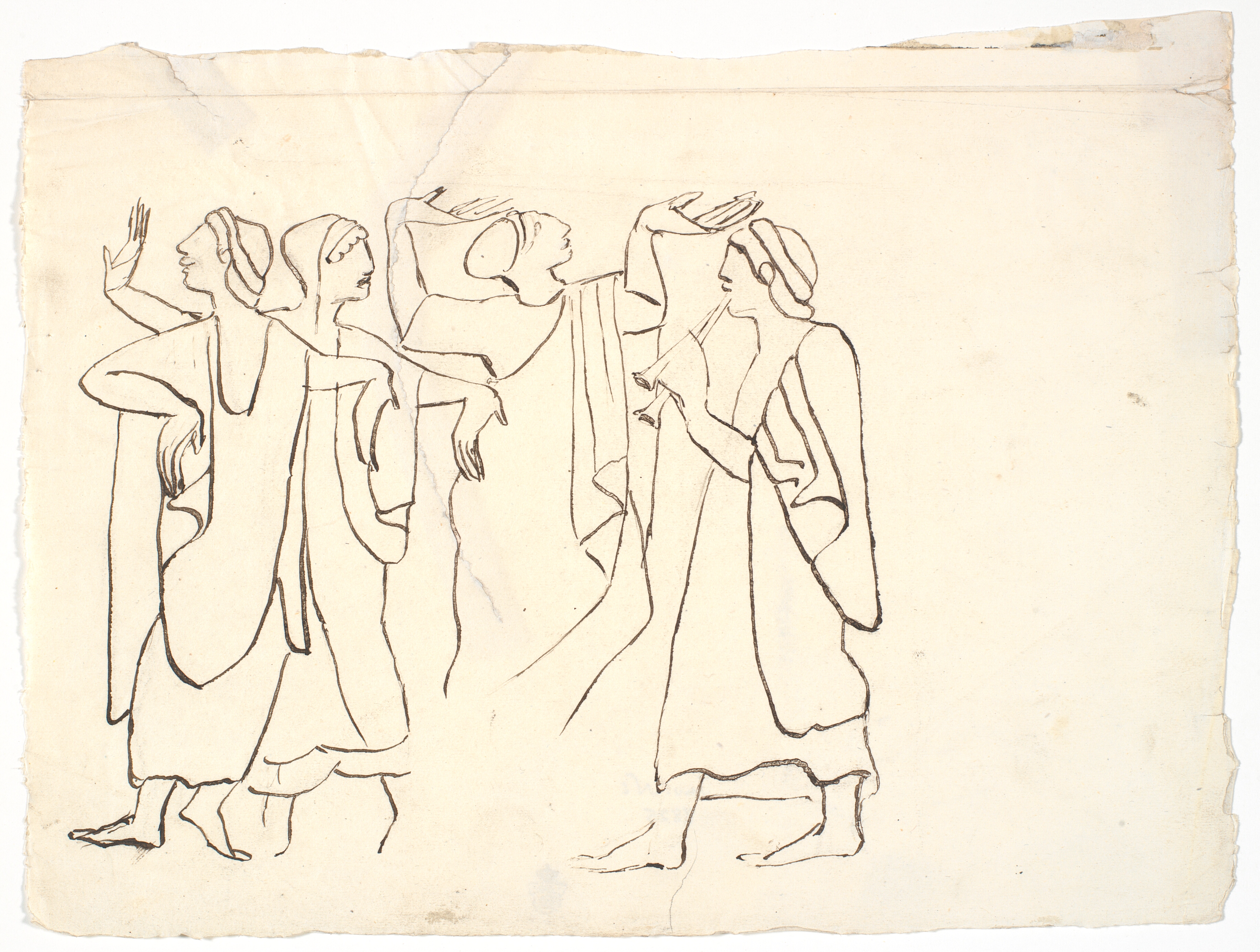 Studie efter antikt relief med fløjtespil og dans, i museet i Palermo