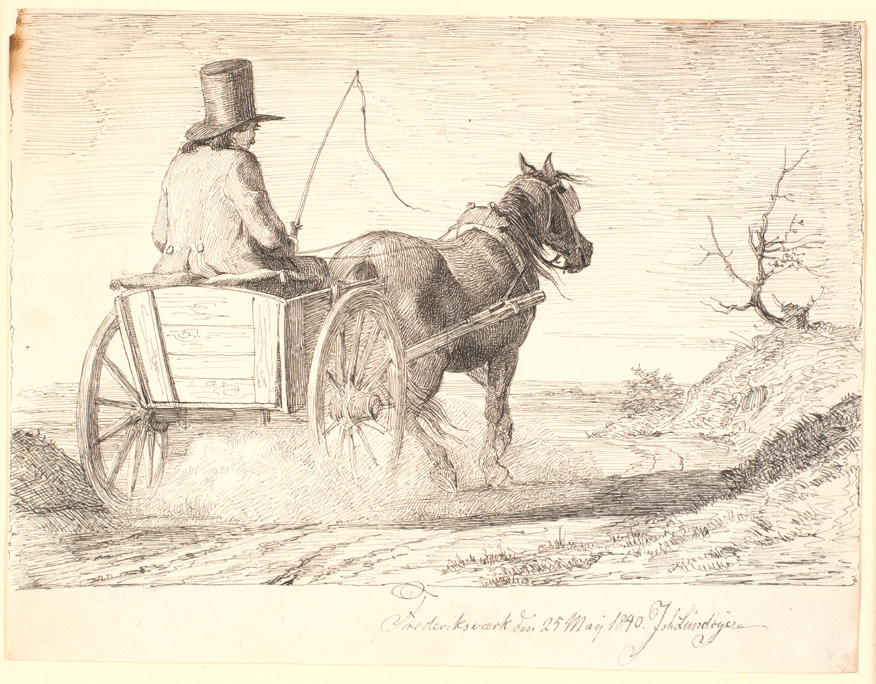 Bondemand kørende i en kærre