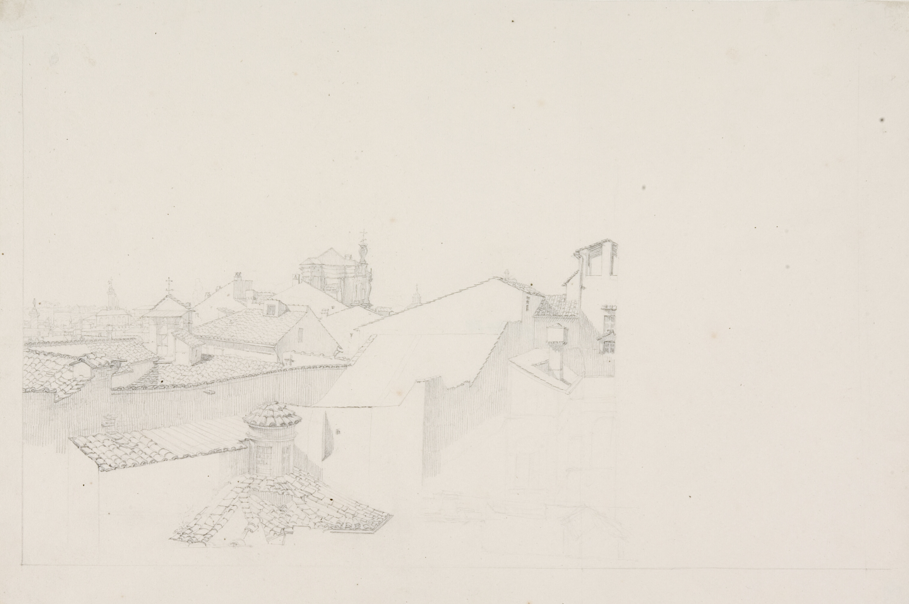 Udsigt over Roms tage med kirken San Andrea delle Fratte