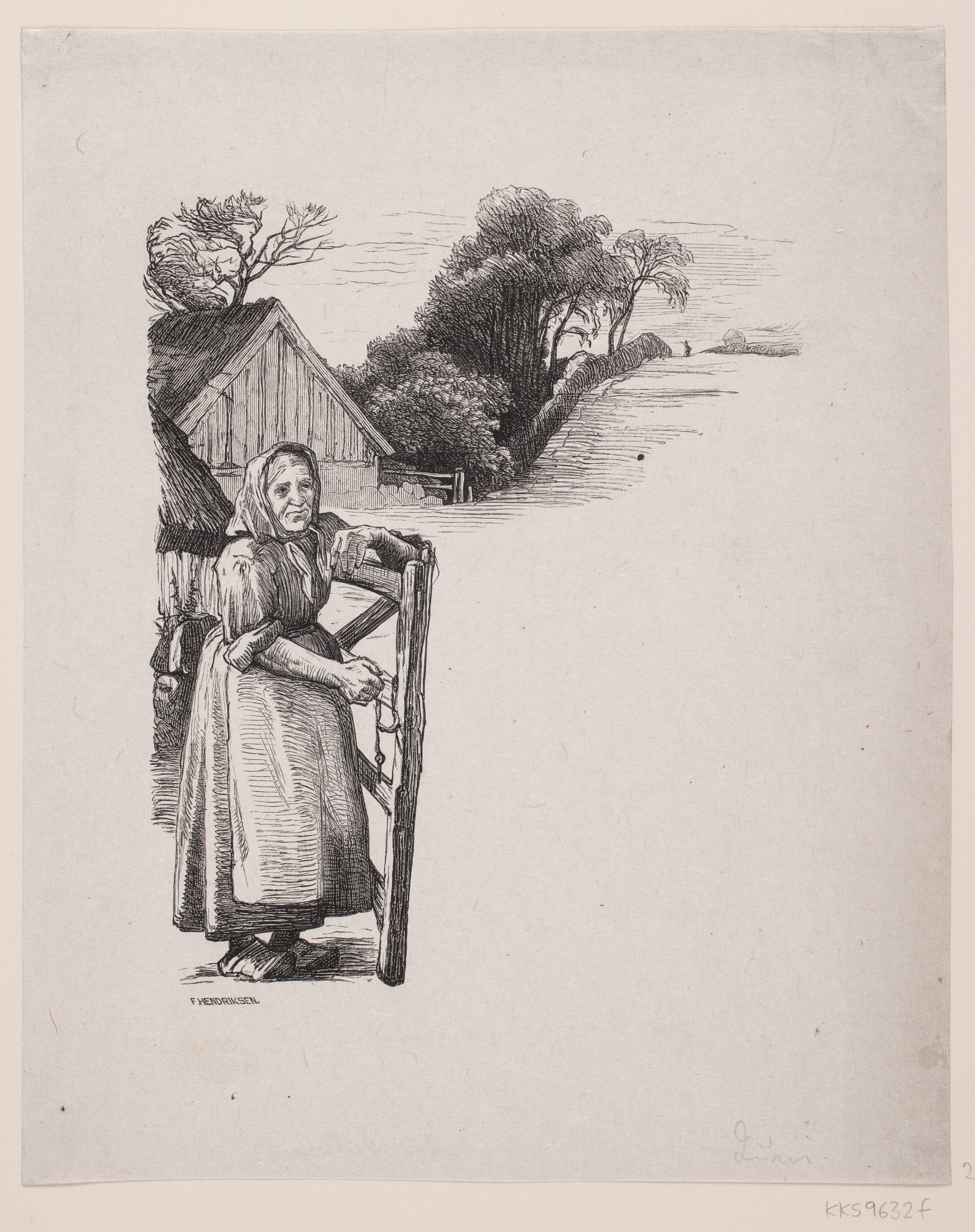 Illustration til H. V. Kaalunds digt "Konen ved Ledet i Frederiksdal"