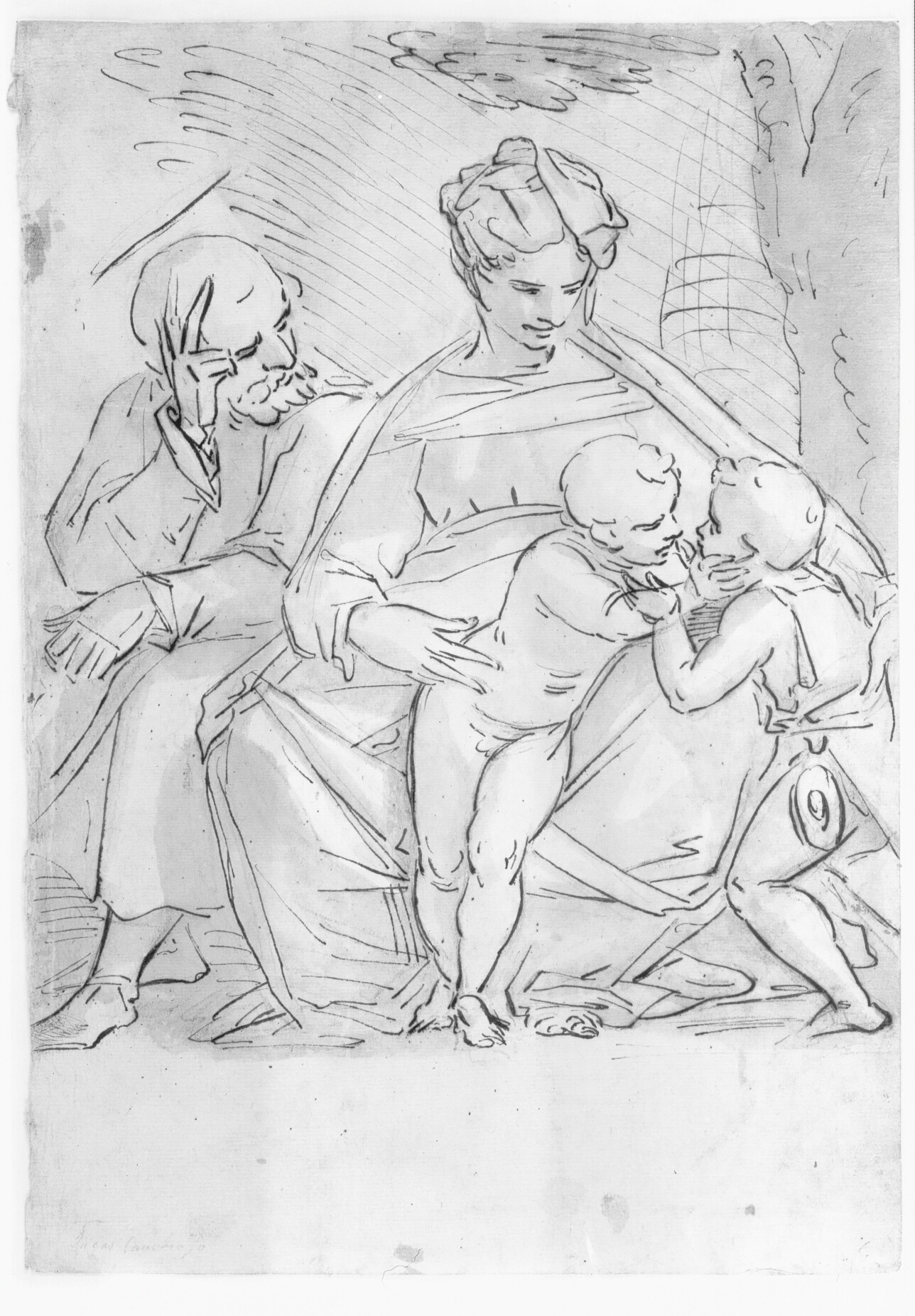 Den hellige familie og Johannes Døberen som spædbarn