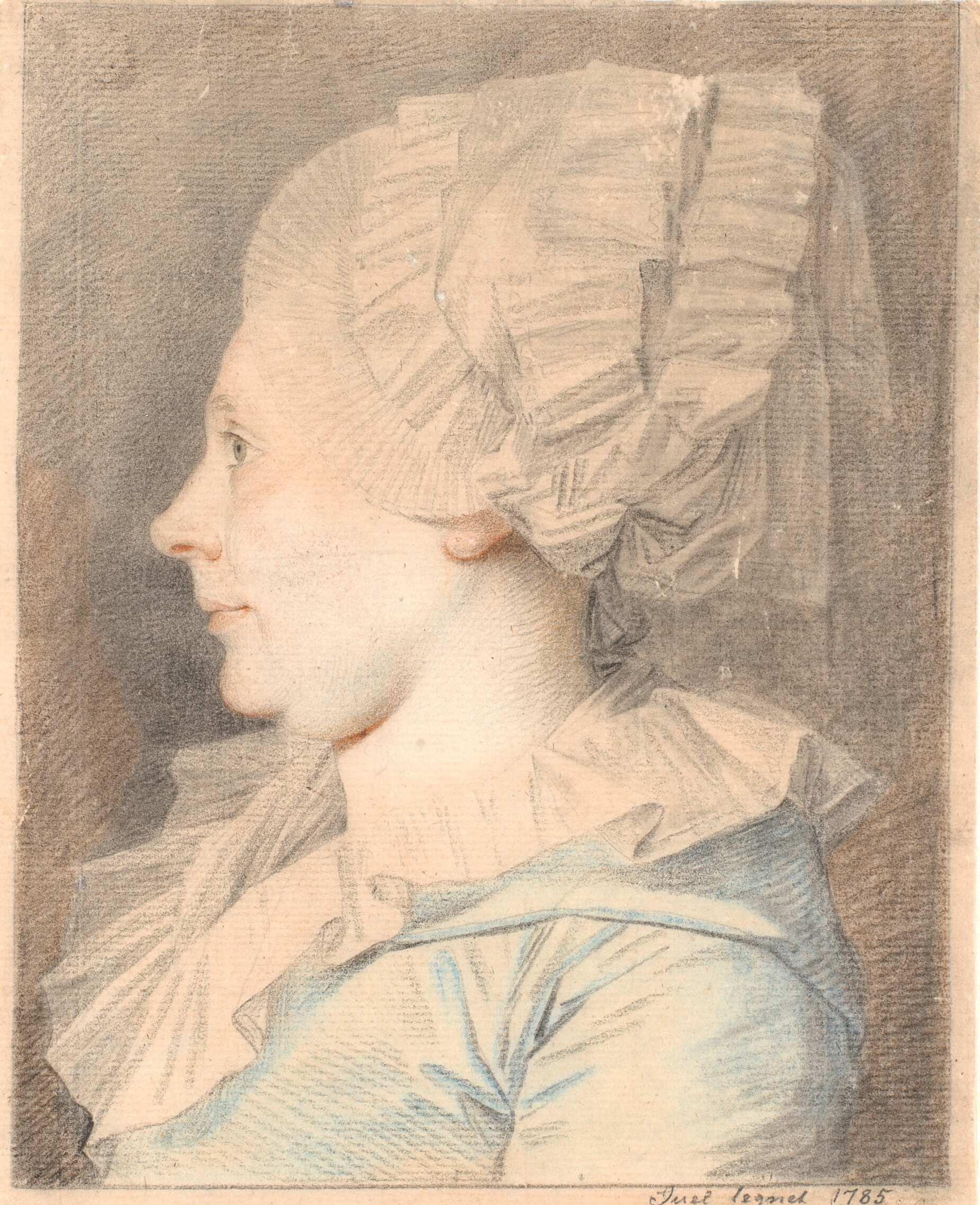 Portræt af Anne Cathrine Maaløe, født Basse. Profil mod venstre