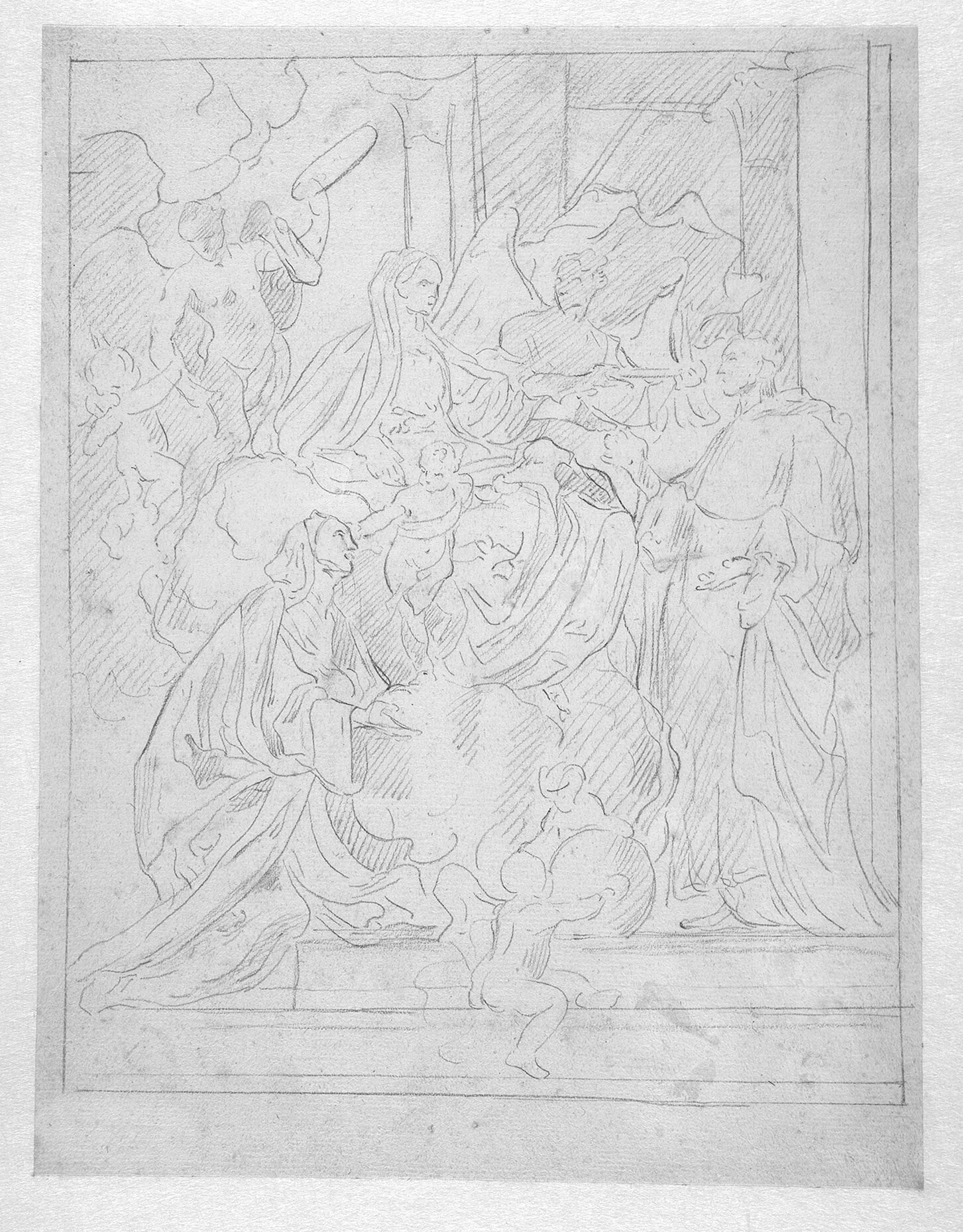 Madonna med barn og Sankt Dominikus og Sankt Katarina