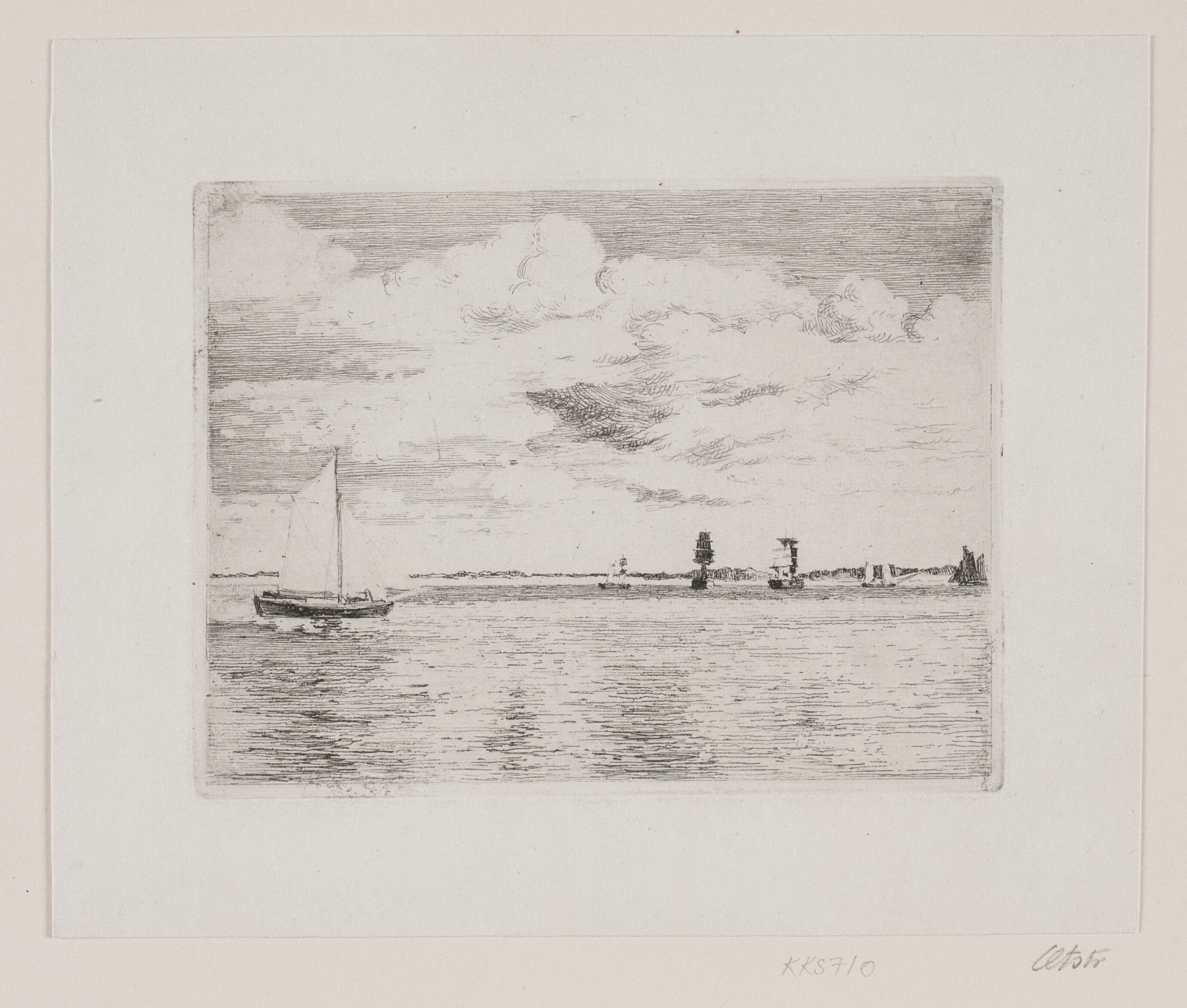 Søstykke. Skyet luft