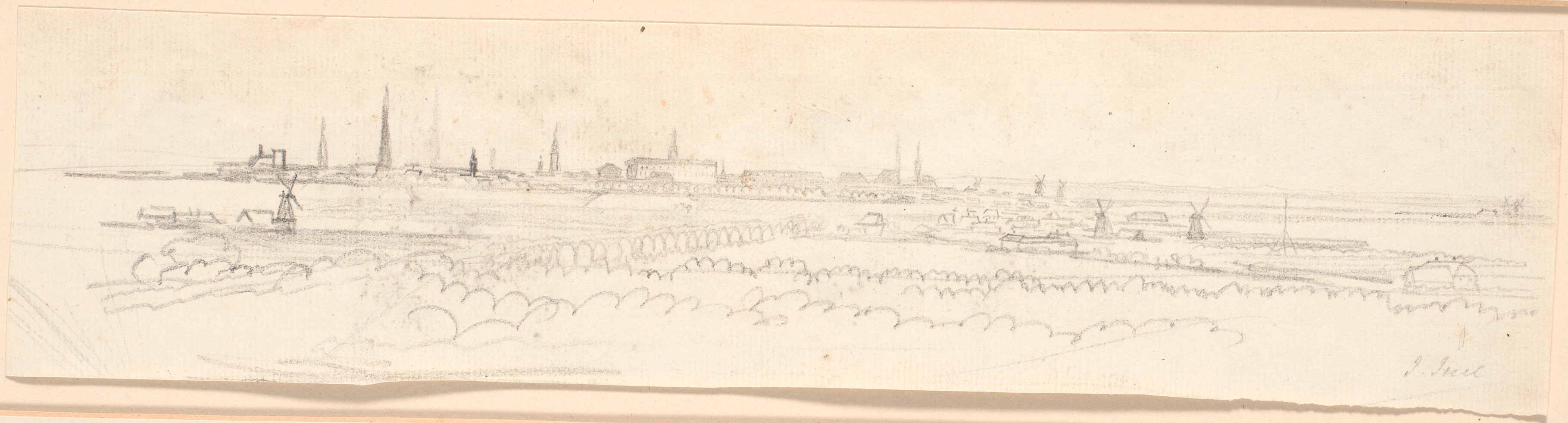 Udsigten over København set fra Frederiksberg bakke. Baggrundsstudie til portræt af Frederik den sjette som und kronprins