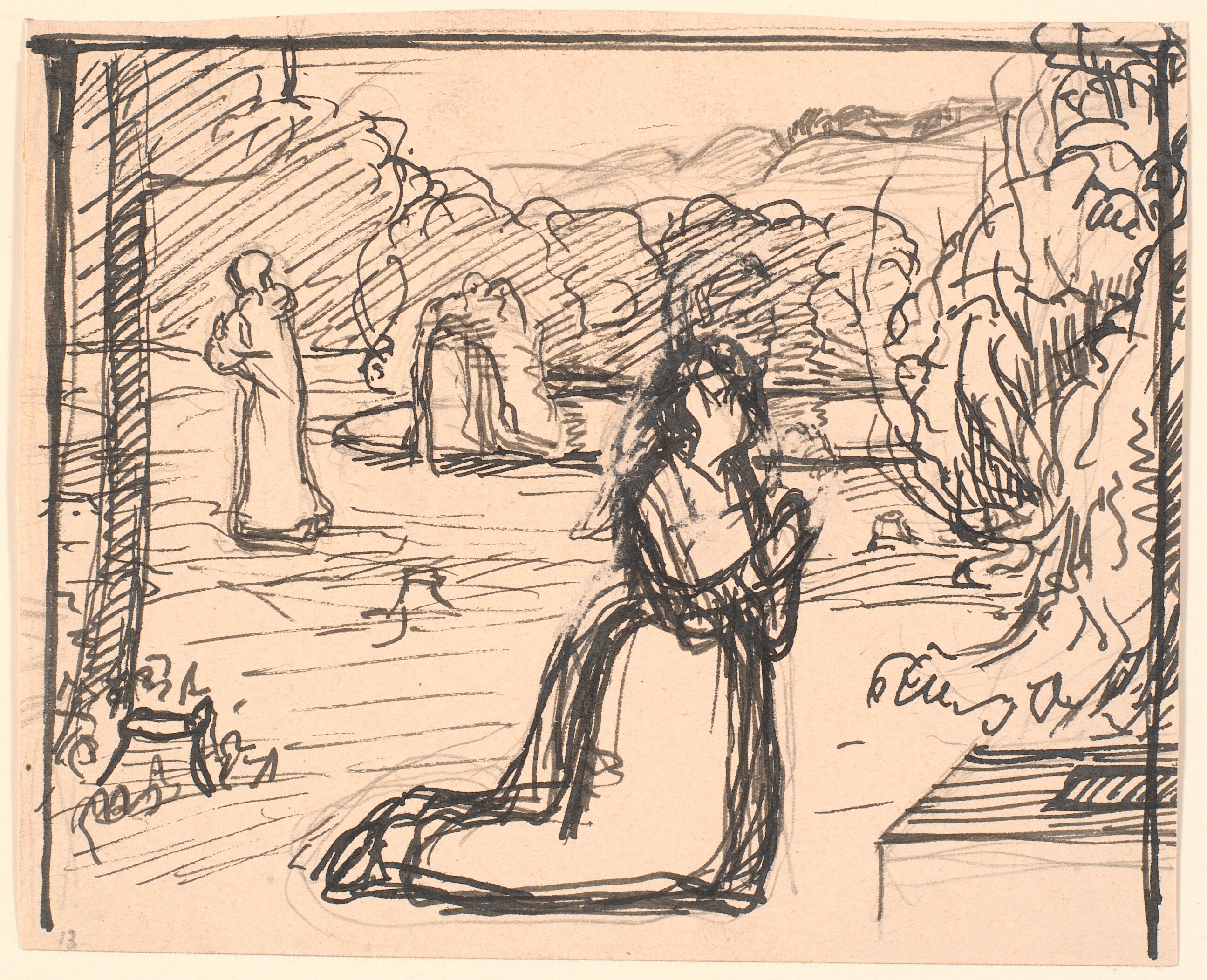 Da vred Moderen sine Hænder, faldt på sine Knæ...