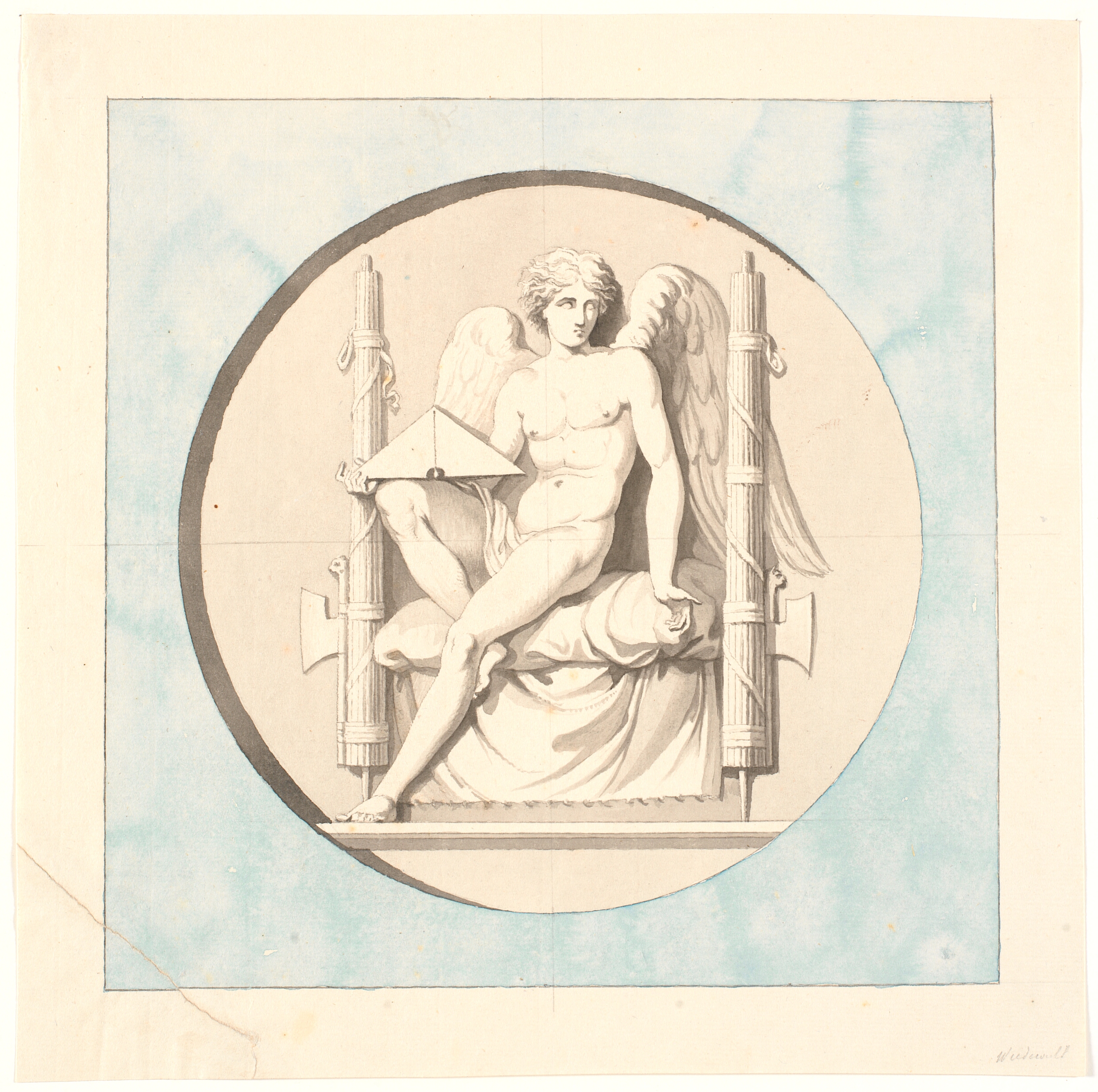 Retfærdighedens genius. Tegning til marmorrelieffet på Frihedsstøtten