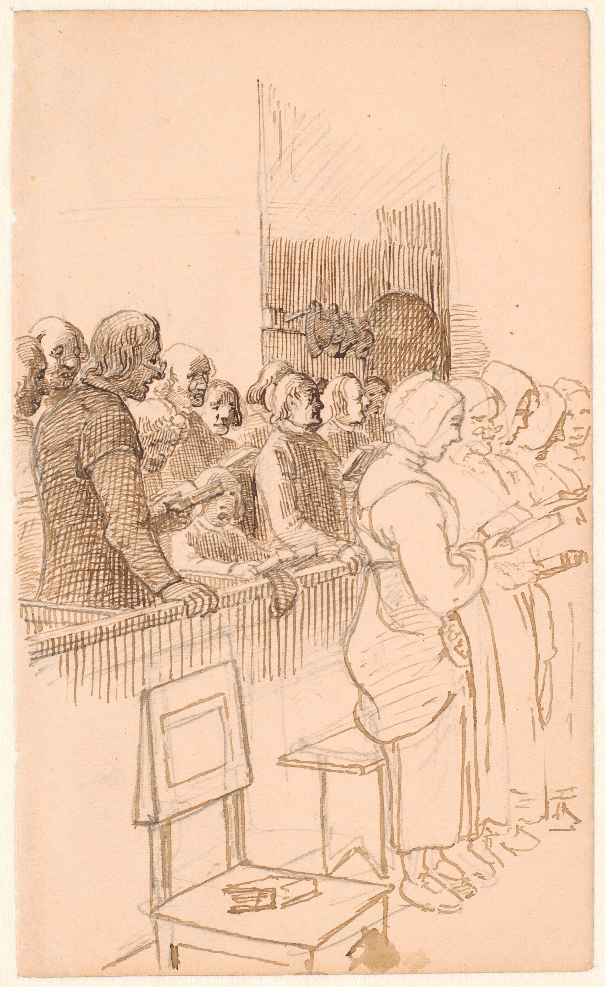 Syngende svenske bønder i en kirke