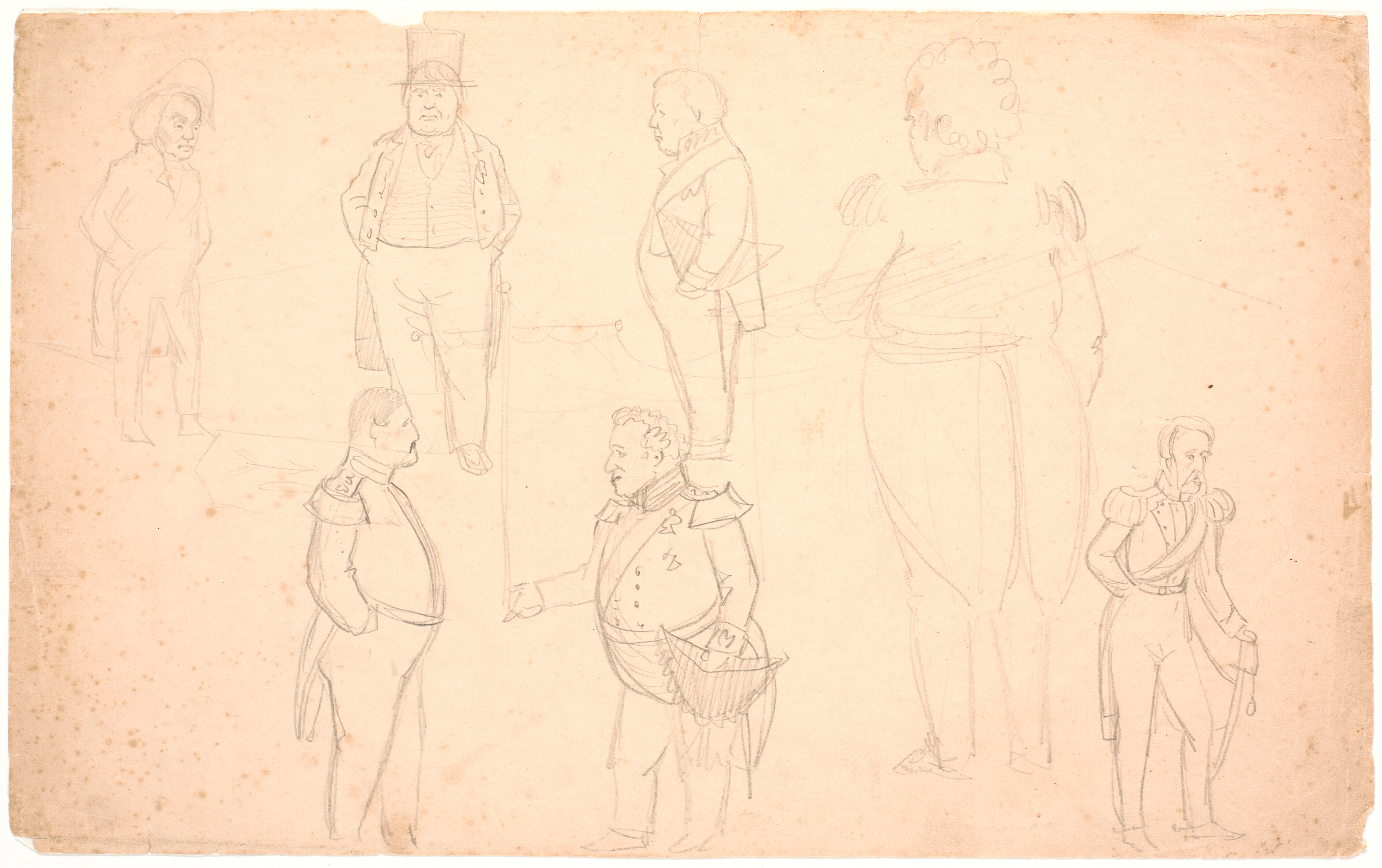 Karikatur af bl.a. A.S. Ørsted, Frederik VII, Christian VIII og sandsynligvis Frederik VI.