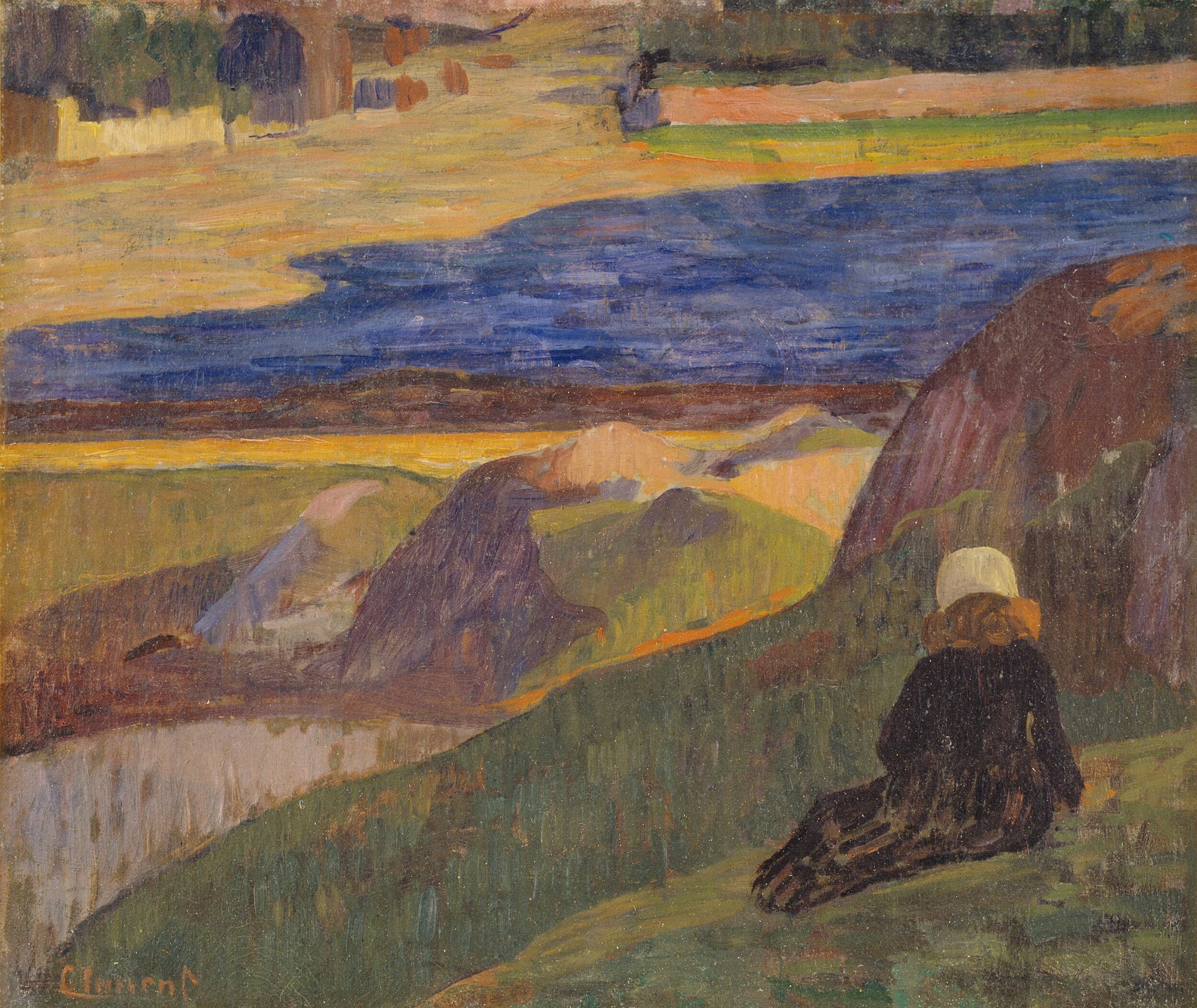 Bretonsk landskab med hvilende pige