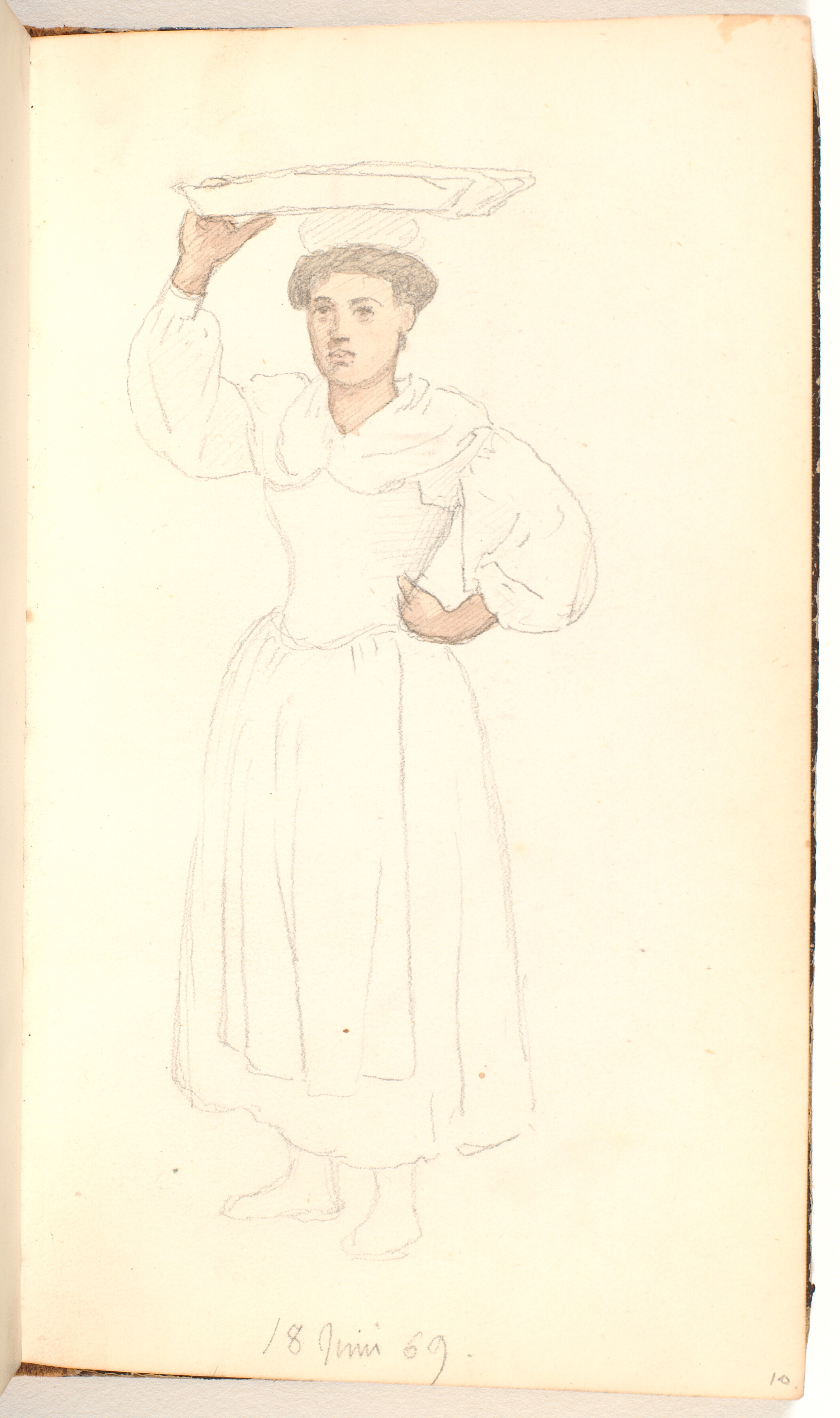 Italiensk kvinde med et trug på hovedet