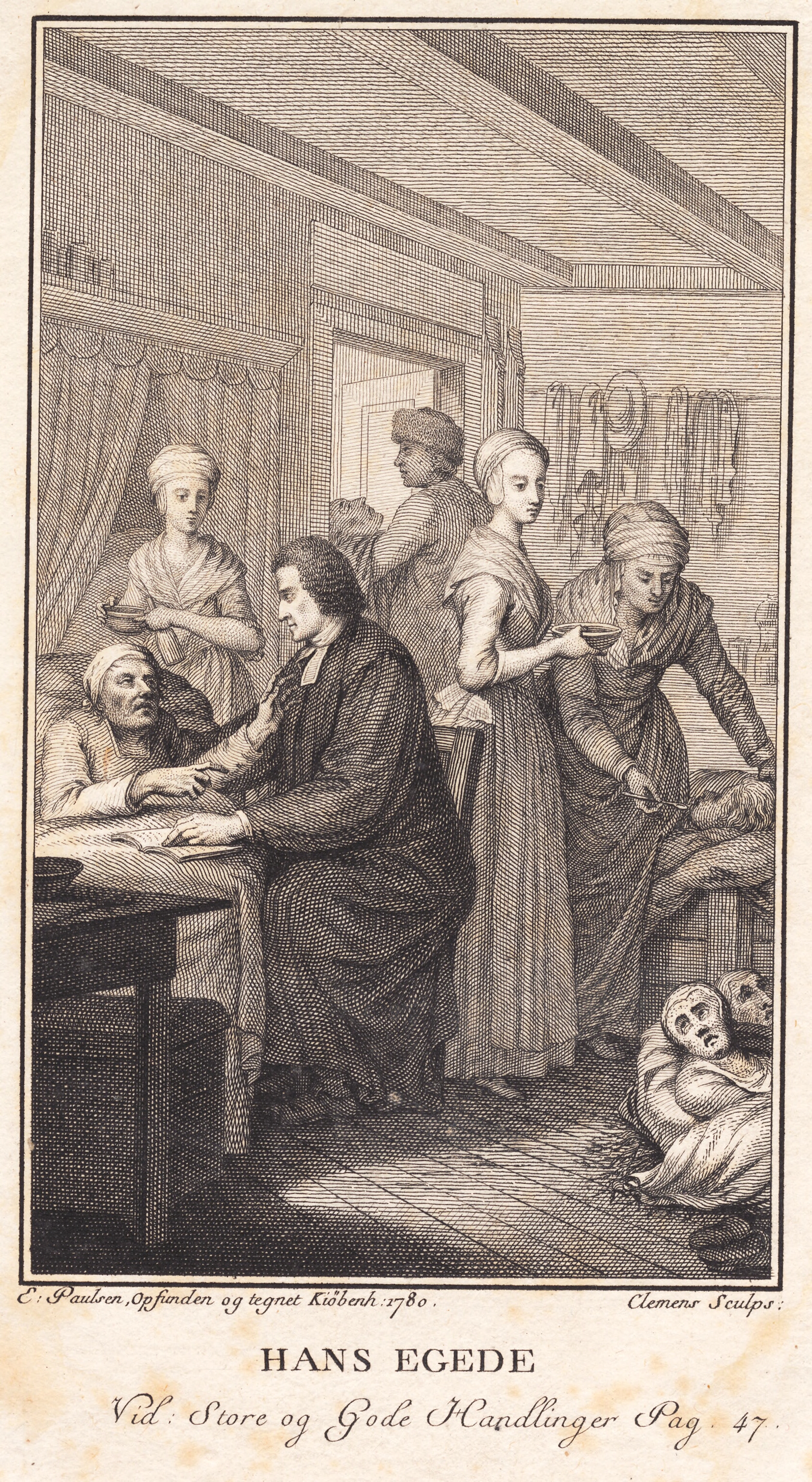 Hans Egede plejer de syge grønlændere