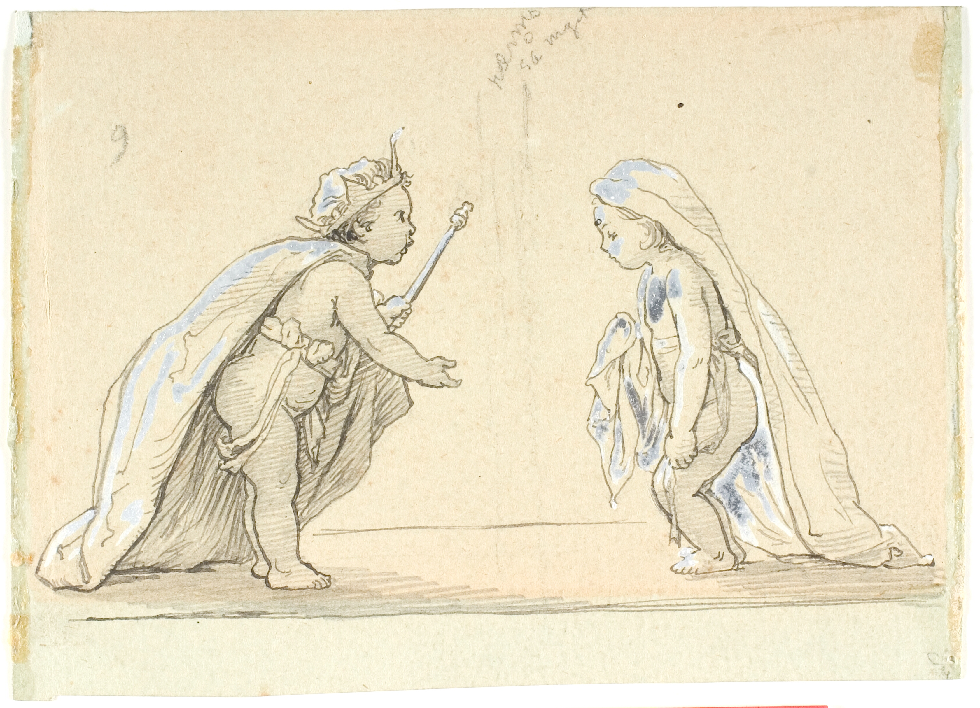 Vignet med to børn udklædt som konge og ung brud