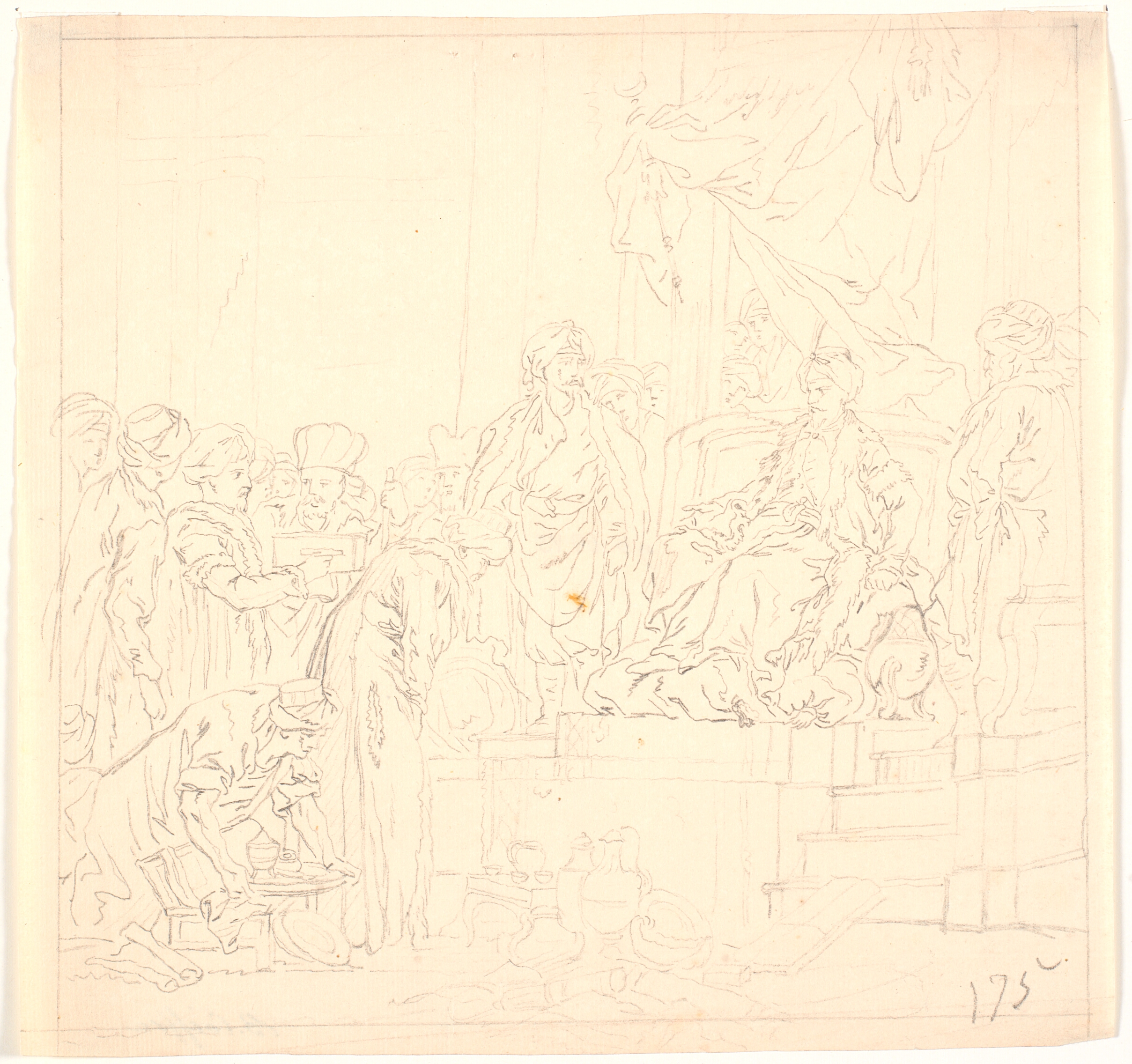 Kompositionsskitse: en orientalsk gesandtskabsmodtagelse