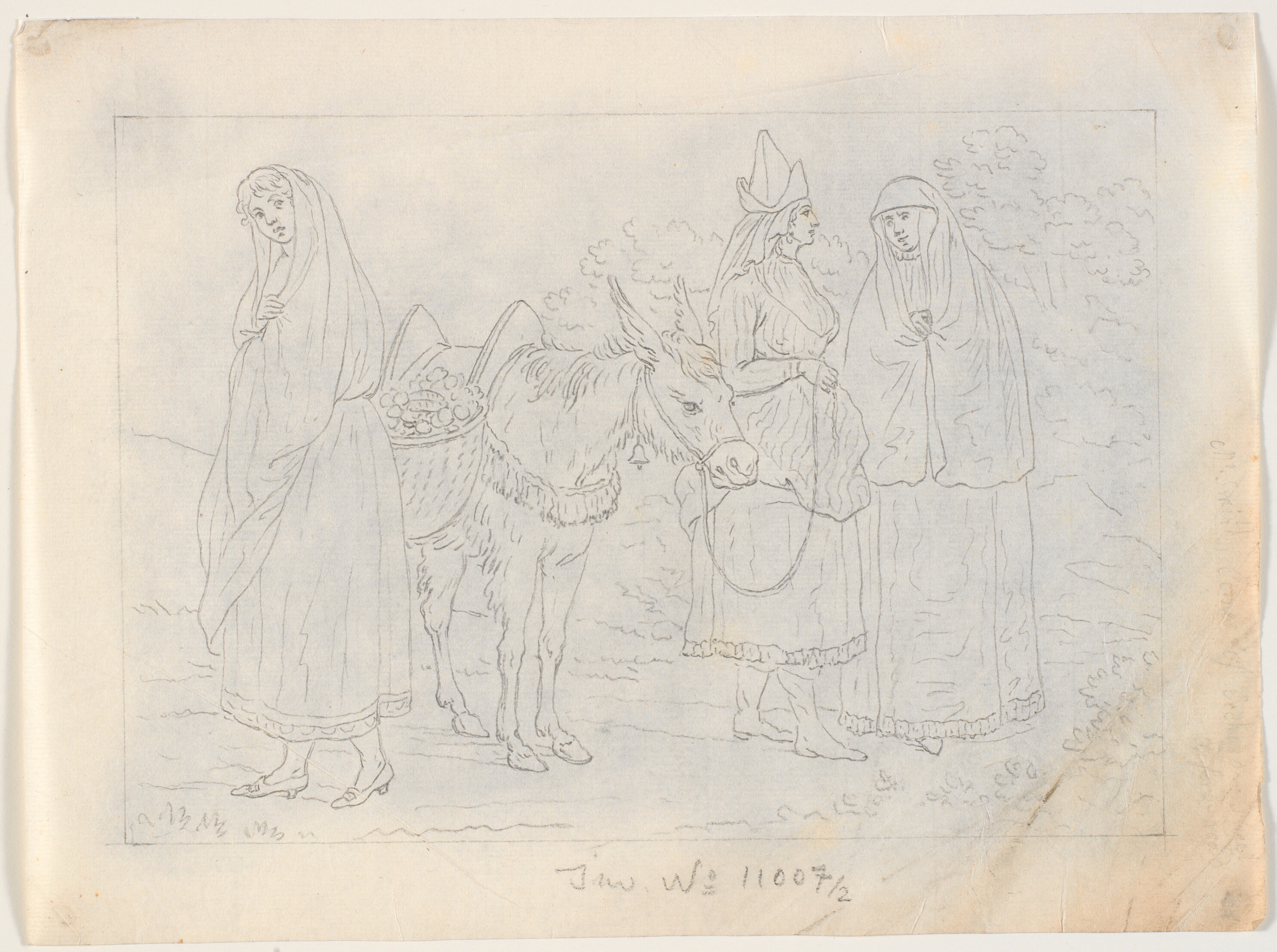 Tre portugisiske kvinder med et æsel