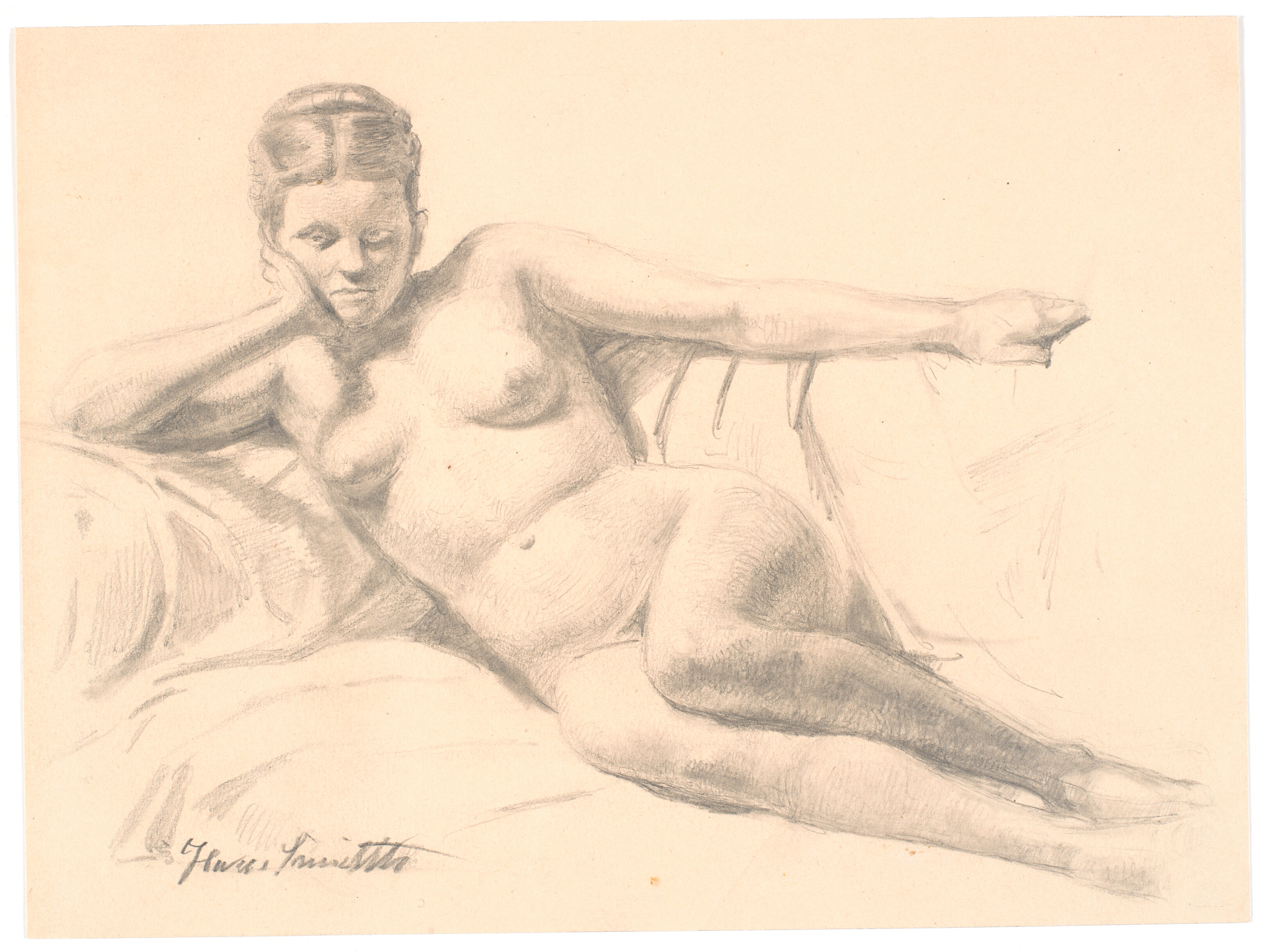 Liggende kvindelig model