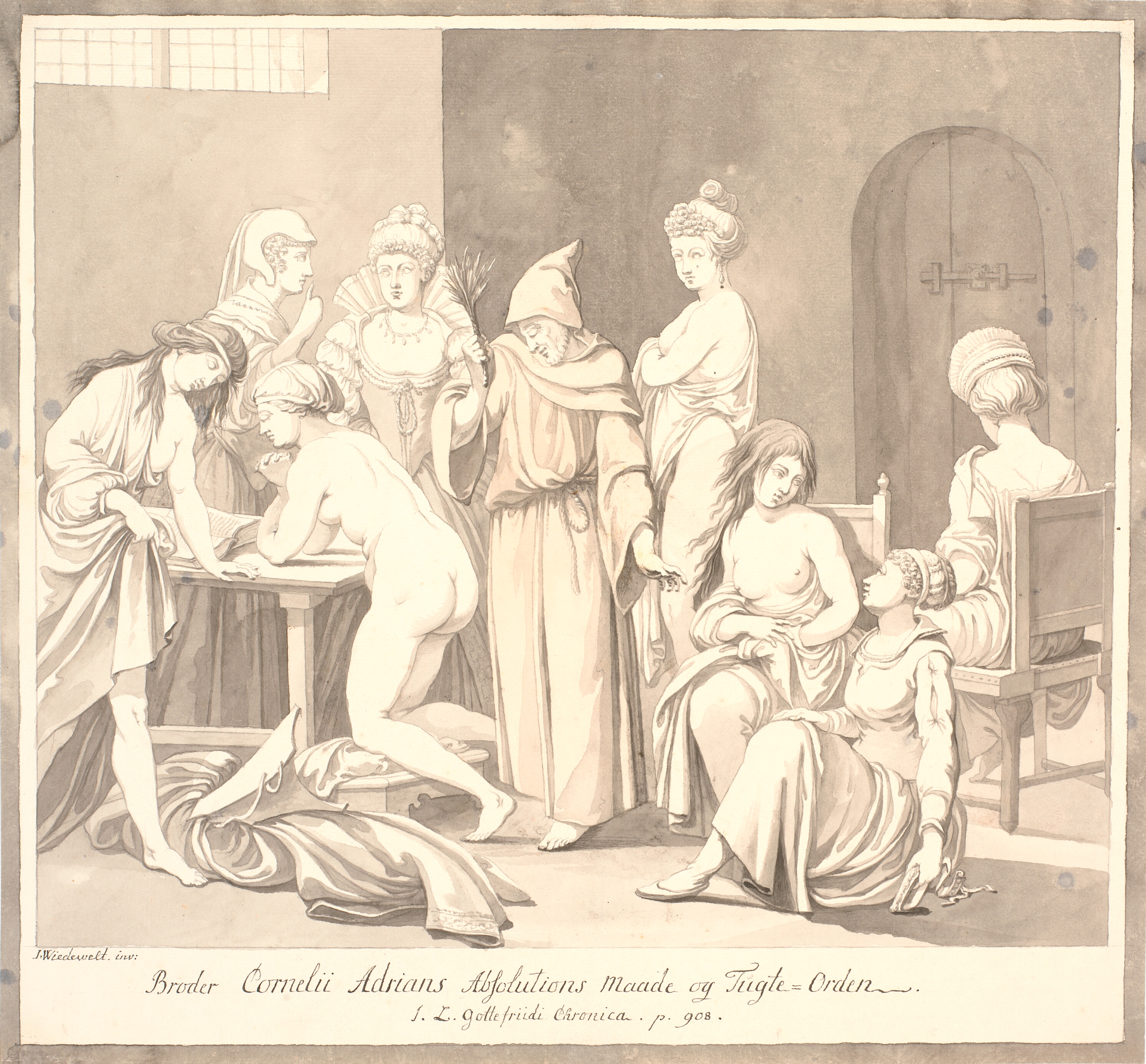 "Broder Cornelii Adrians Absolutions Maade og Tugte=Orden./ J.L. Gottefriidi Chronica. p. 908."