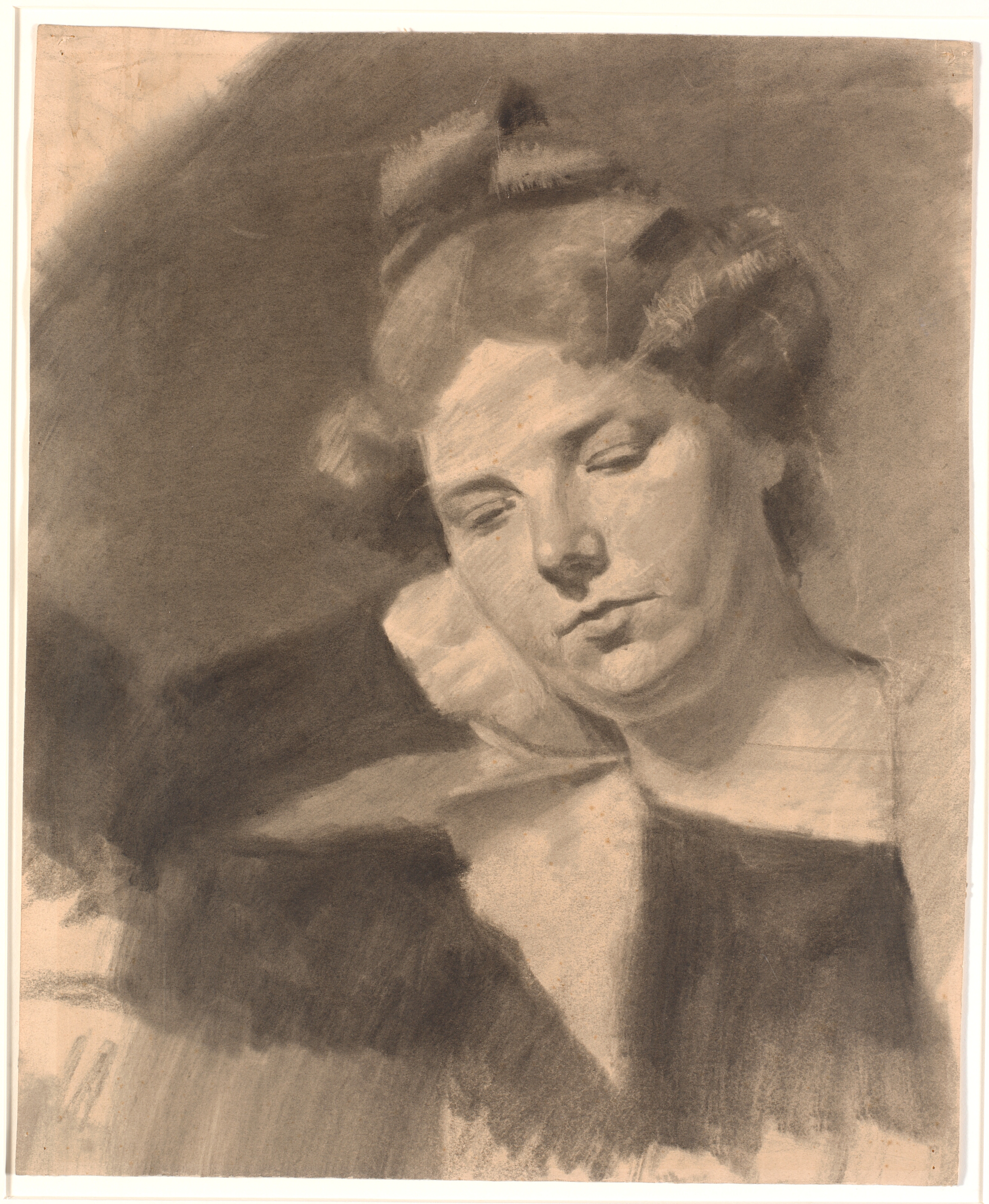 Portræt af Kathrine (Ketty) Mathilde Antonia Nielsen, f. Rask. (f. 1878, g.m. billedhuggeren Kai Nielsen i dennes første ægteskab.)