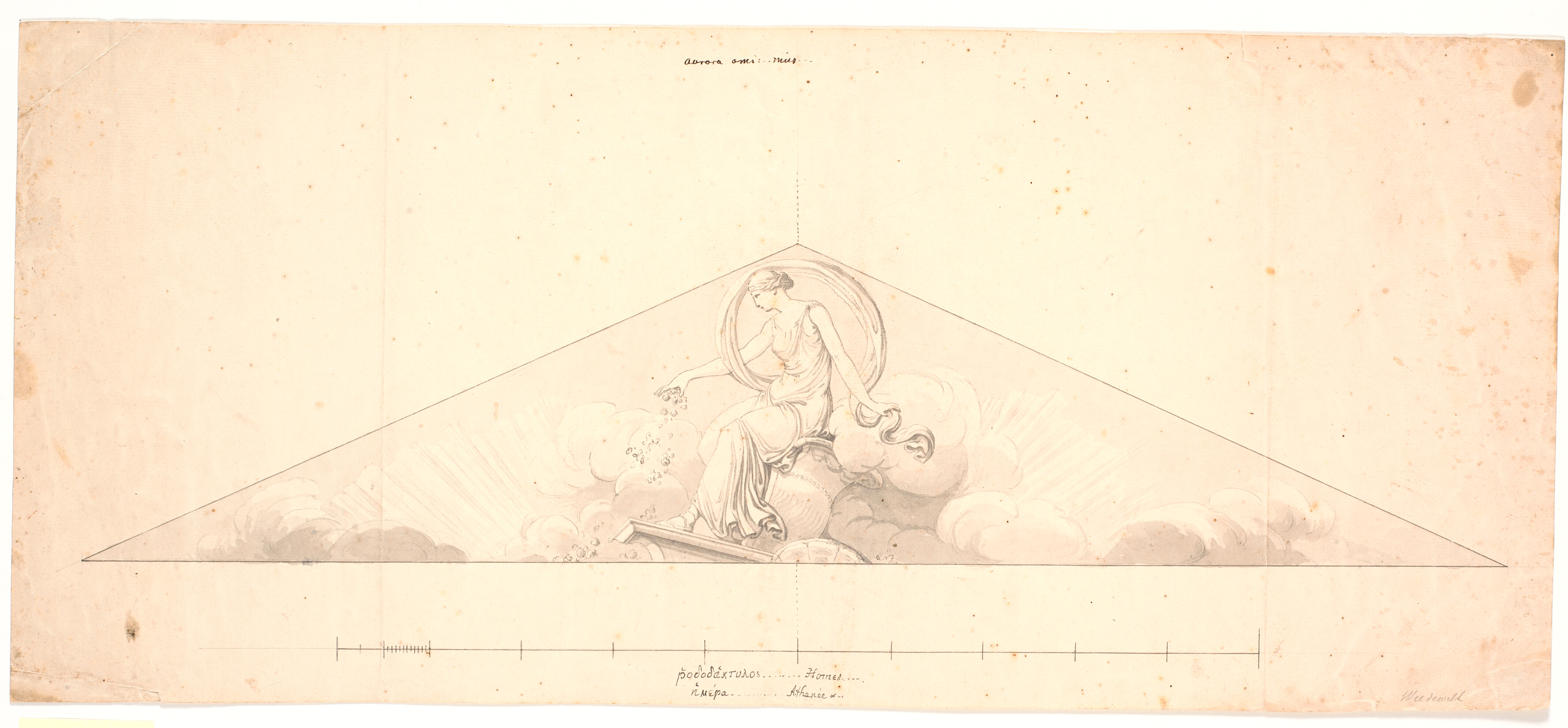 Aurora. Udkast til frontonrelief på Harsdorffs palæ, Kgs. Nytorv