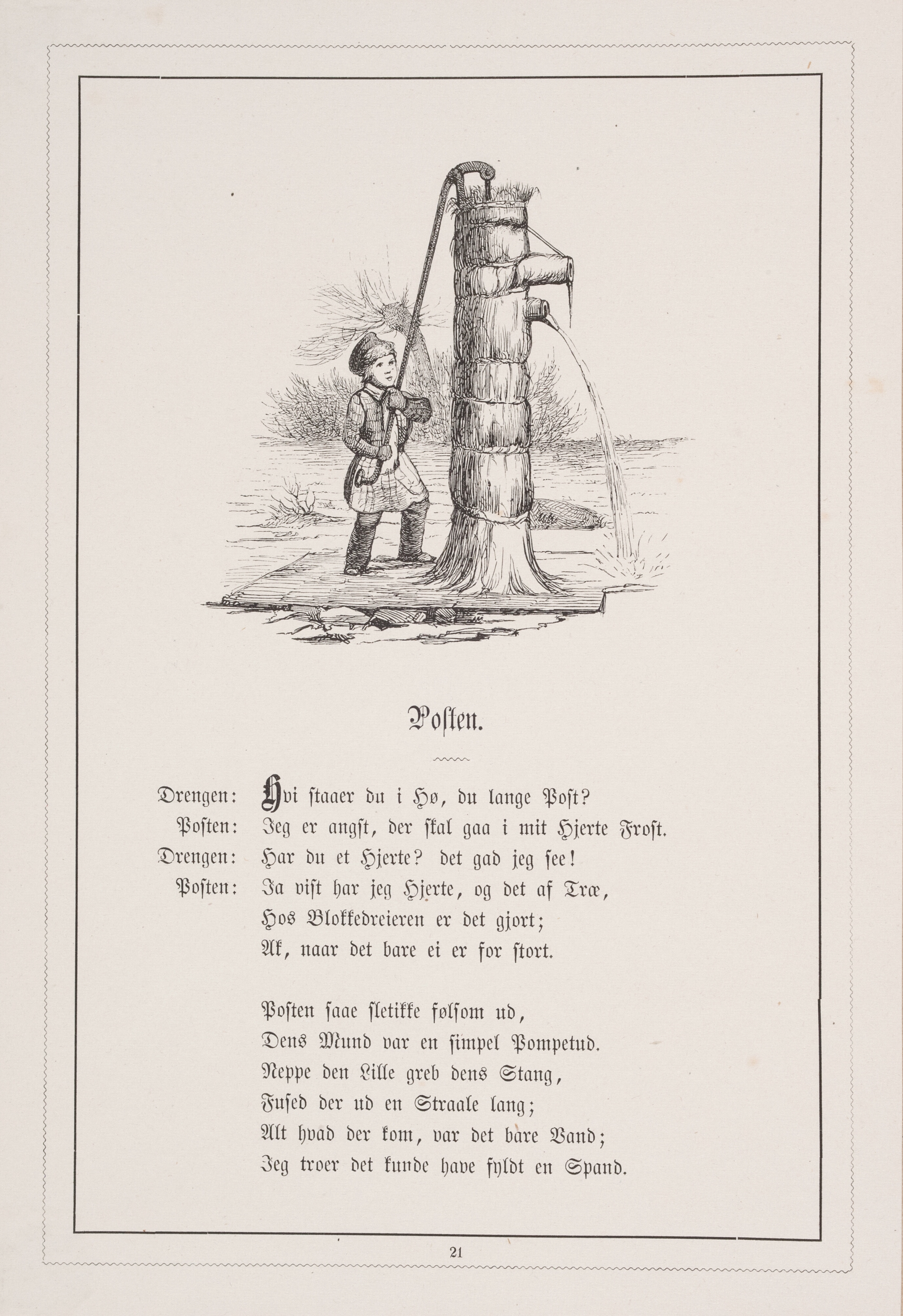 Posten. Illustration til H.V. Kaalund, "Fabler for Børn"