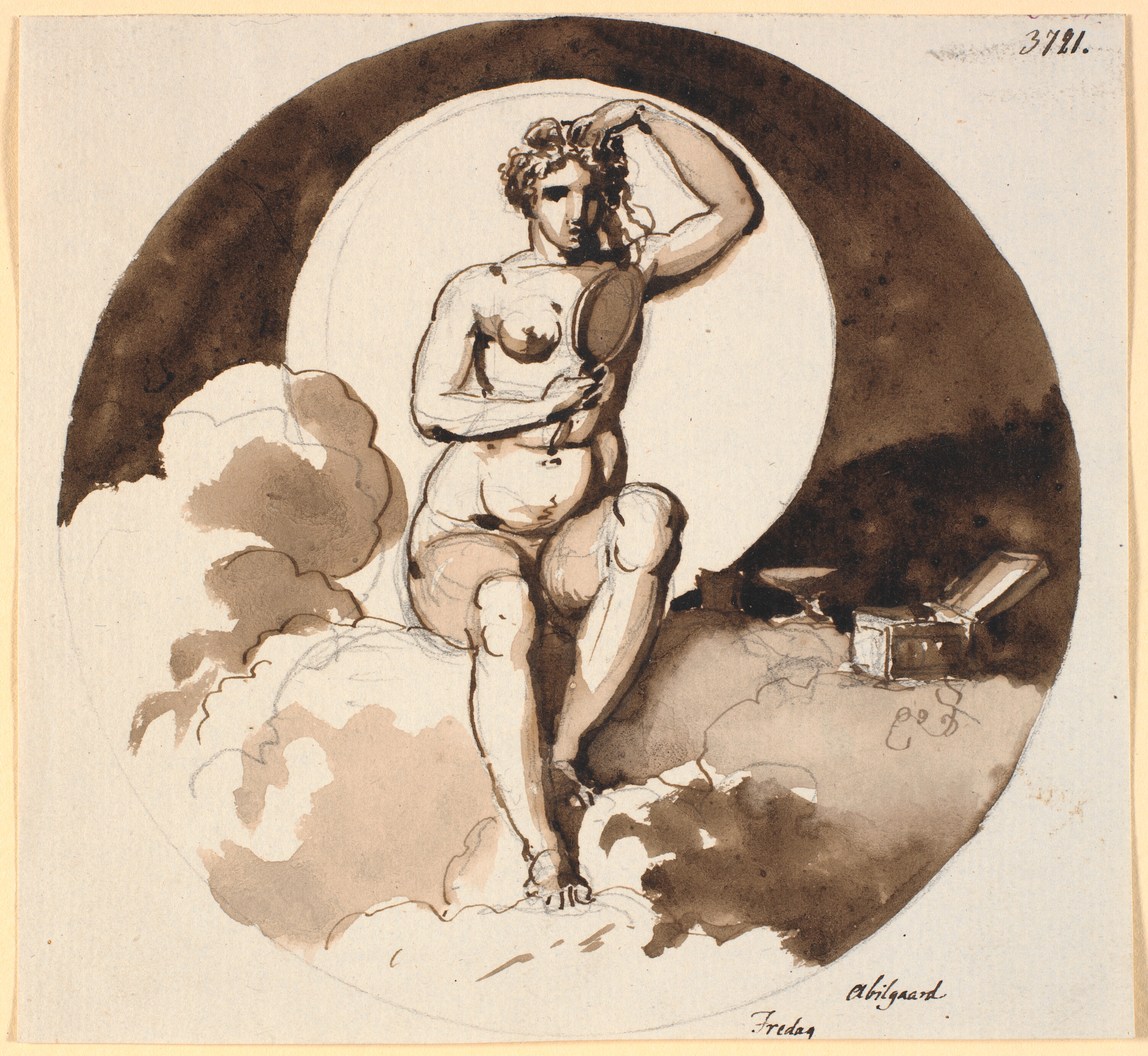 Fredag. Venus siddende med spejl og smykkeæske