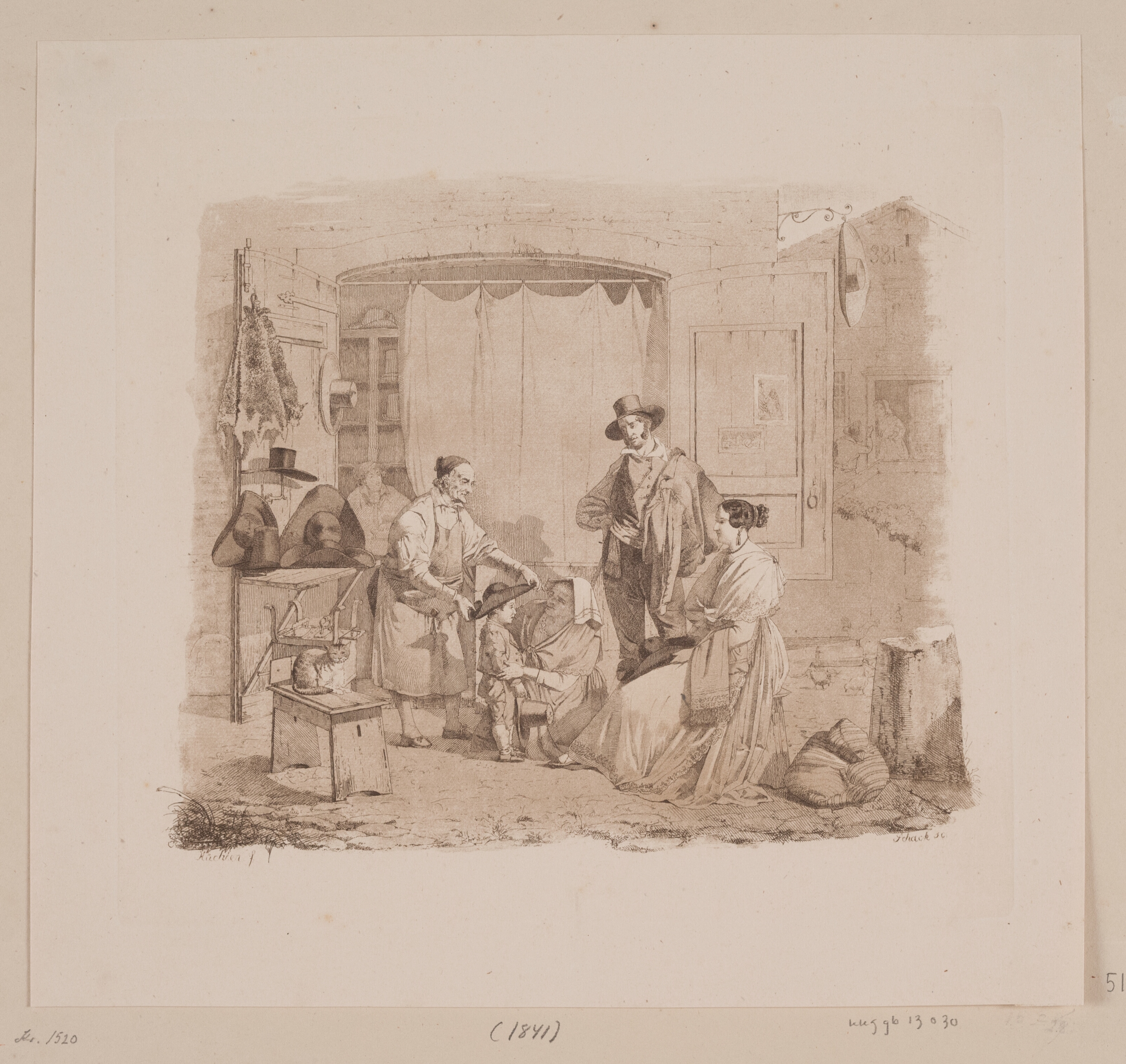 Scene foran en romersk hattemagerbutik